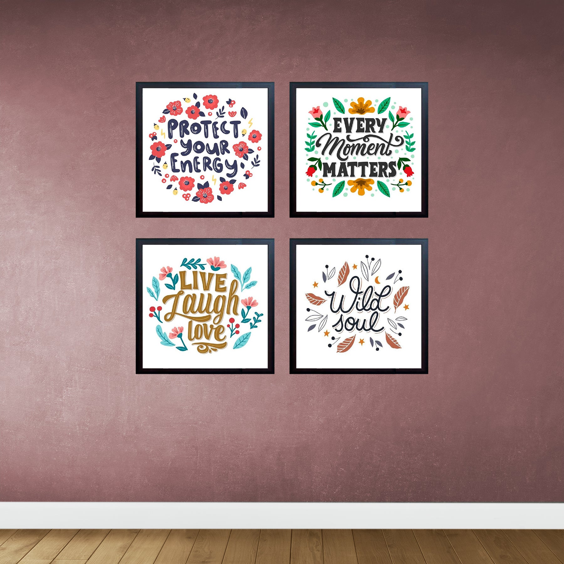 Pack of 4 Inspirational Quote Room Frames
