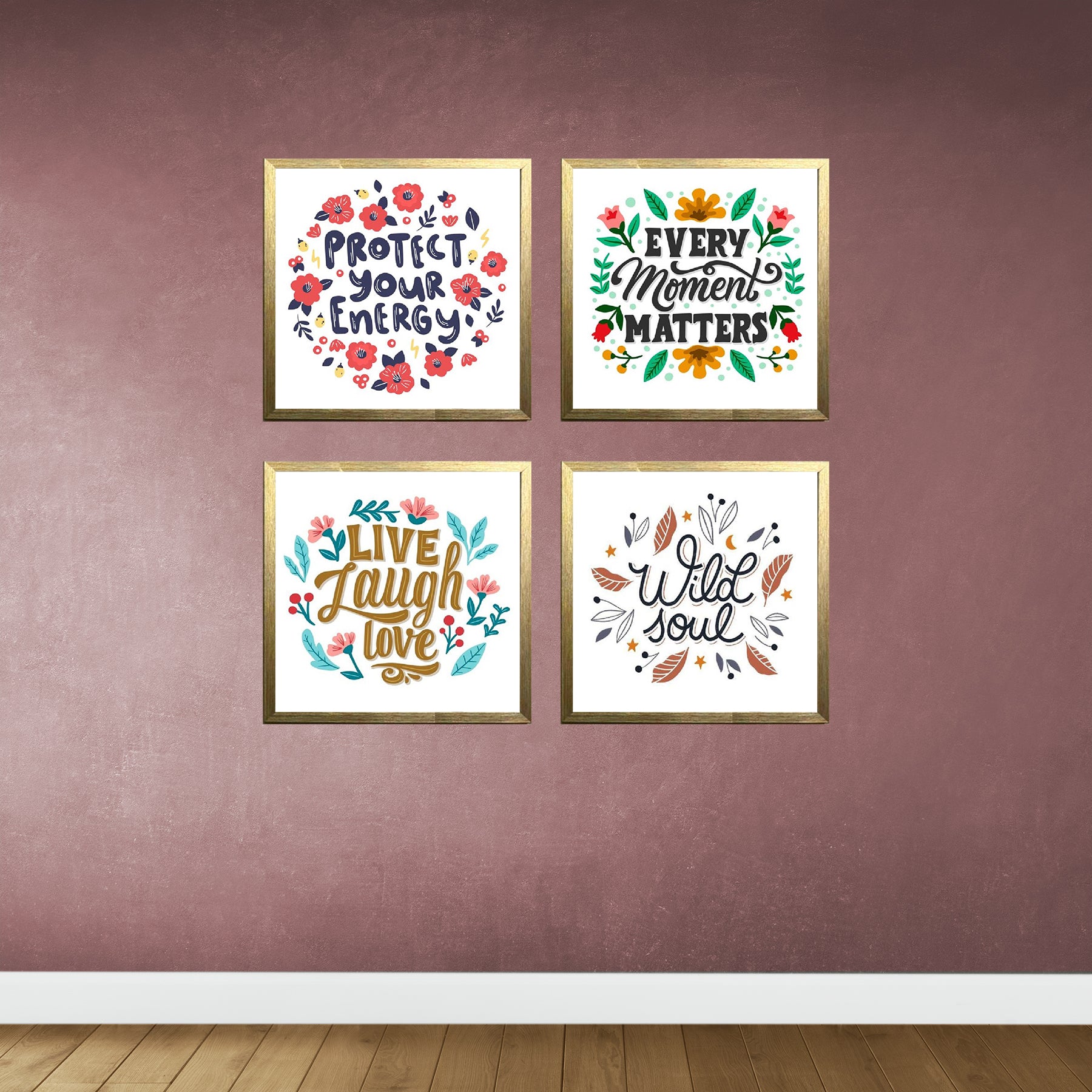 Pack of 4 Inspirational Quote Room Frames