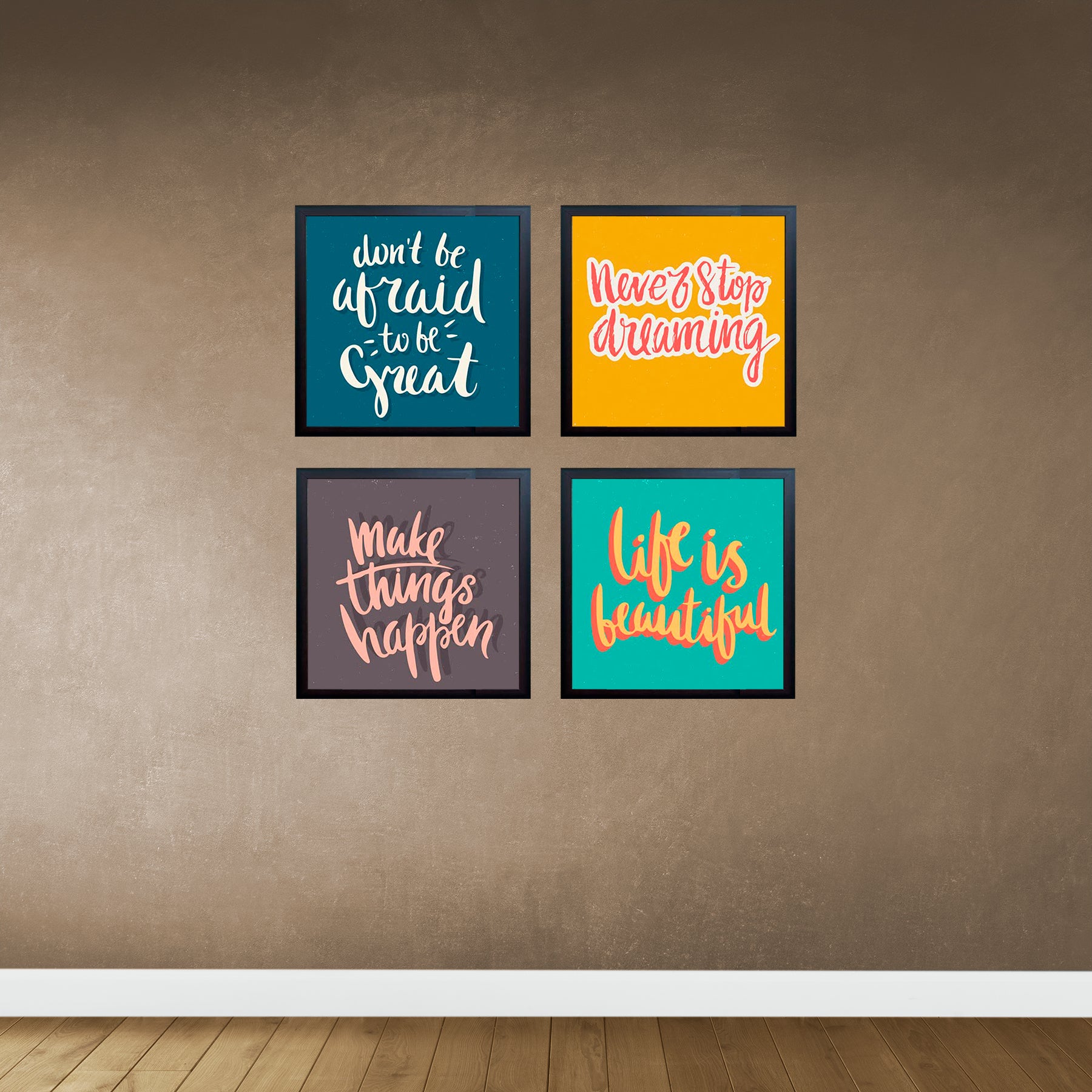 Buy black Pack of 4 Motivational Quote Photo Frames