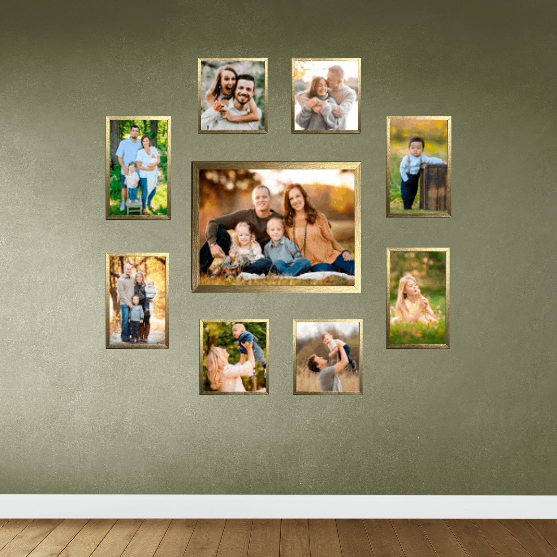 Set of 9 Collage Photo Frames for Living Room Study Room 1 Units of 8 X 10, 4 Units of 5 X 5,2 Unit of 5 X 7, 2 Units of 4 X 6) Inches