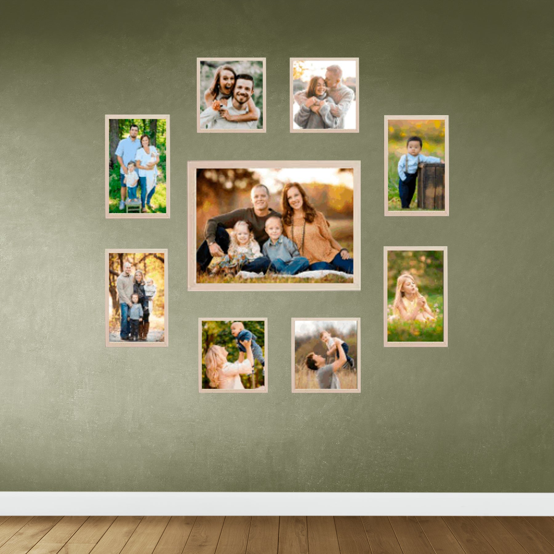 Set of 9 Collage Photo Frames for Living Room Study Room 1 Units of 8 X 10, 4 Units of 5 X 5,2 Unit of 5 X 7, 2 Units of 4 X 6) Inches