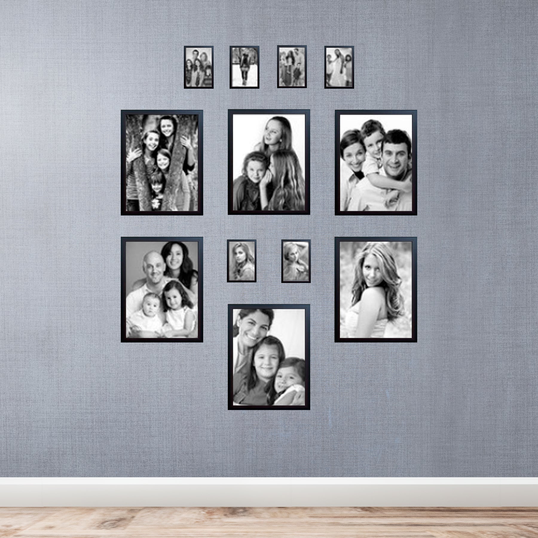 Pack of 12 Wall Art Family Collage Photo Frames, Custom Pics Free Print (6 X 16x12 inches, 6 X 6x4 inches)