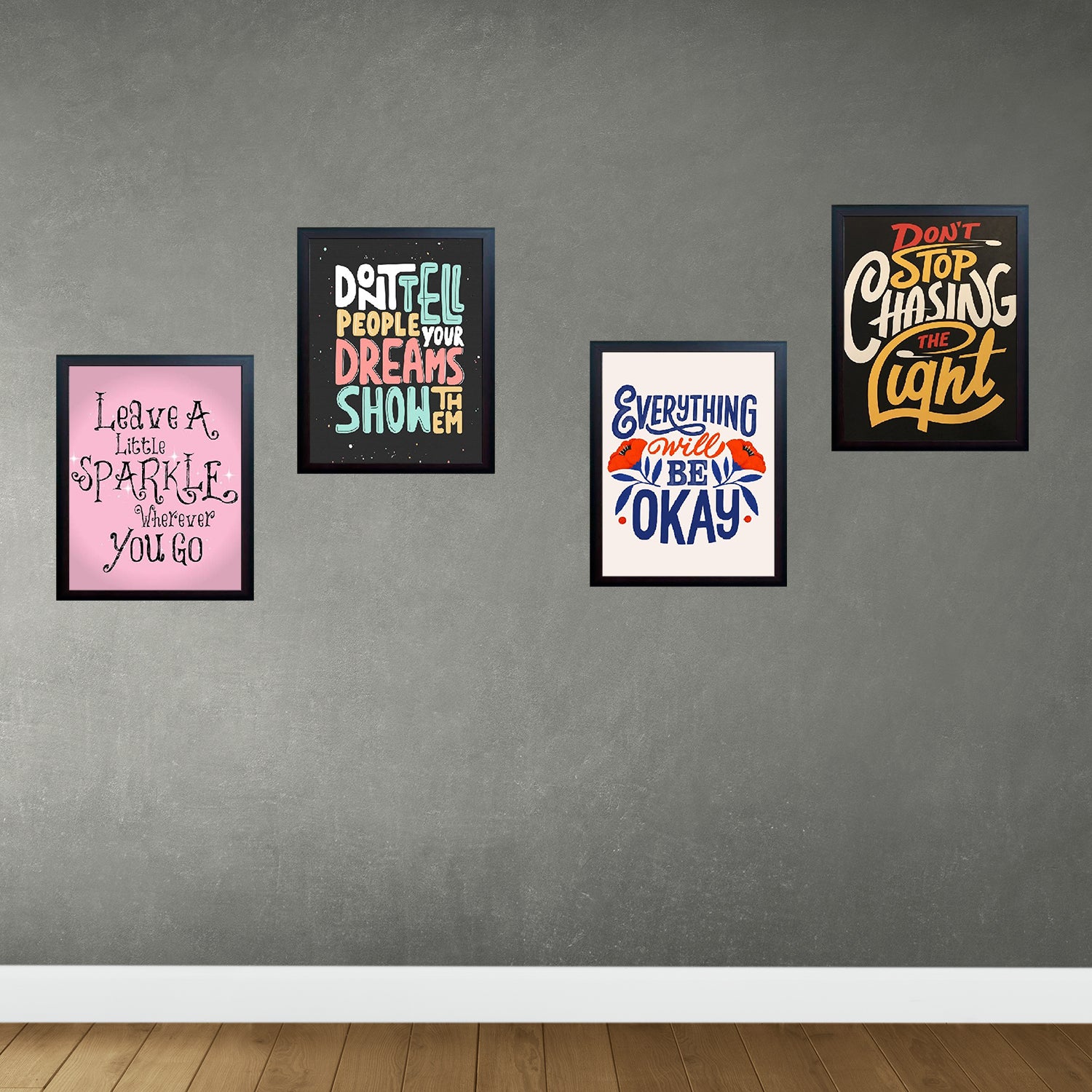 Set of 4 Motivational Quote Frames For Wall Décor