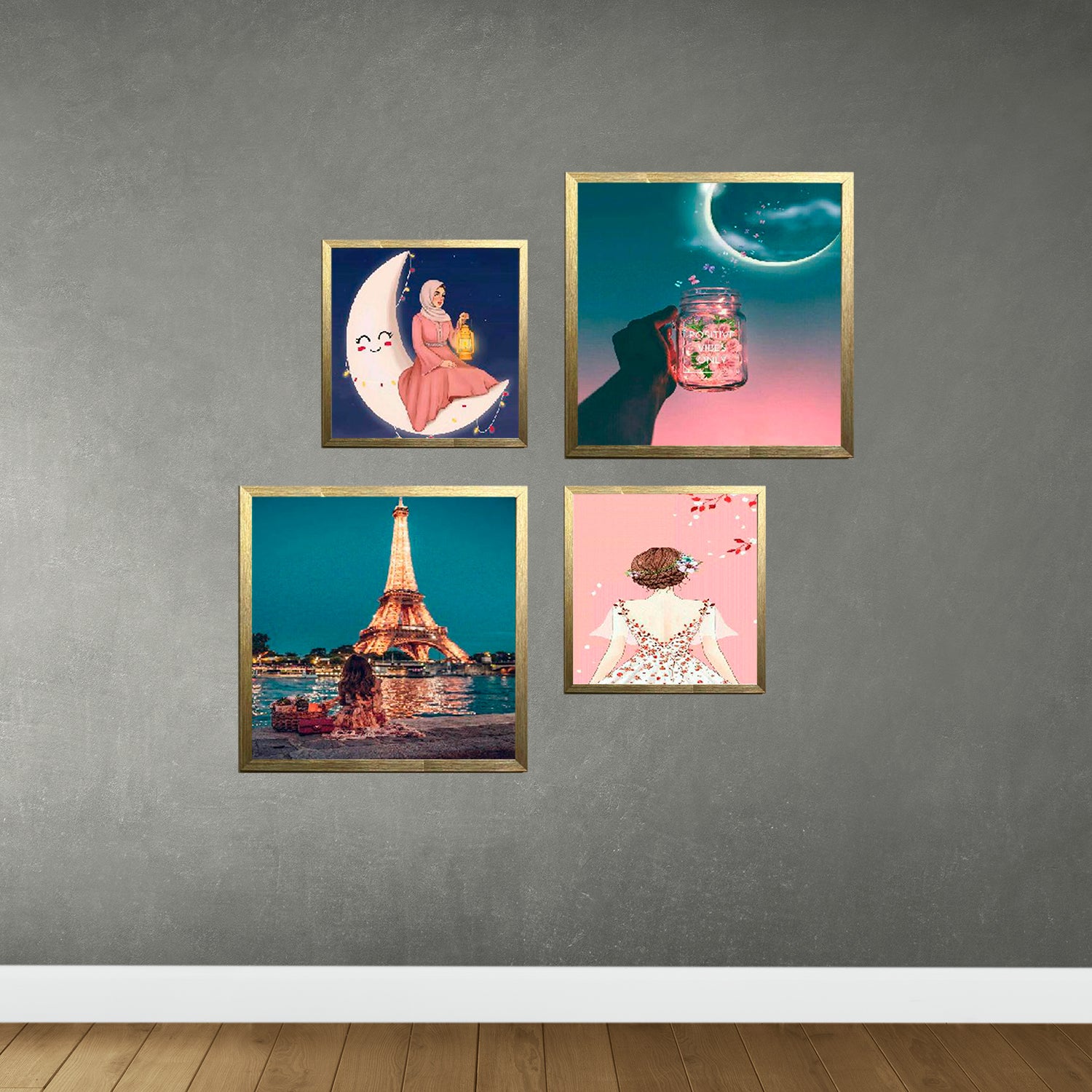 Buy golden Pack of 4 Modern Minimalist Girls Room Picture Frames