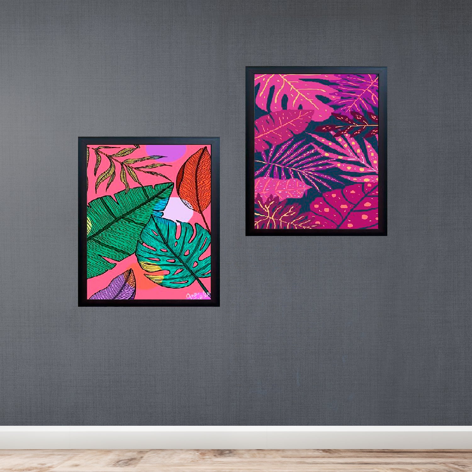 2 Pcs Colorful Abstract Frames Wall Hanging