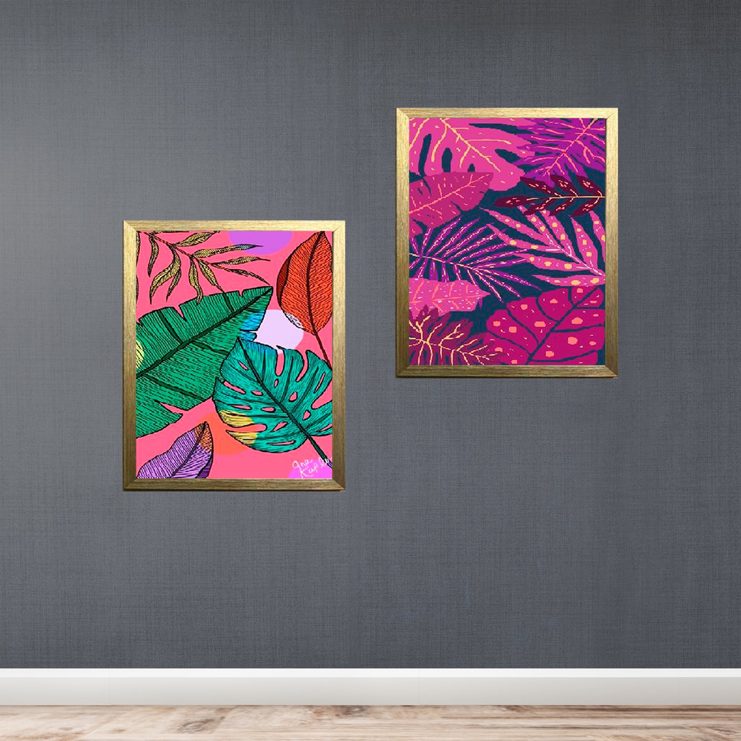 2 Pcs Colorful Abstract Frames Wall Hanging