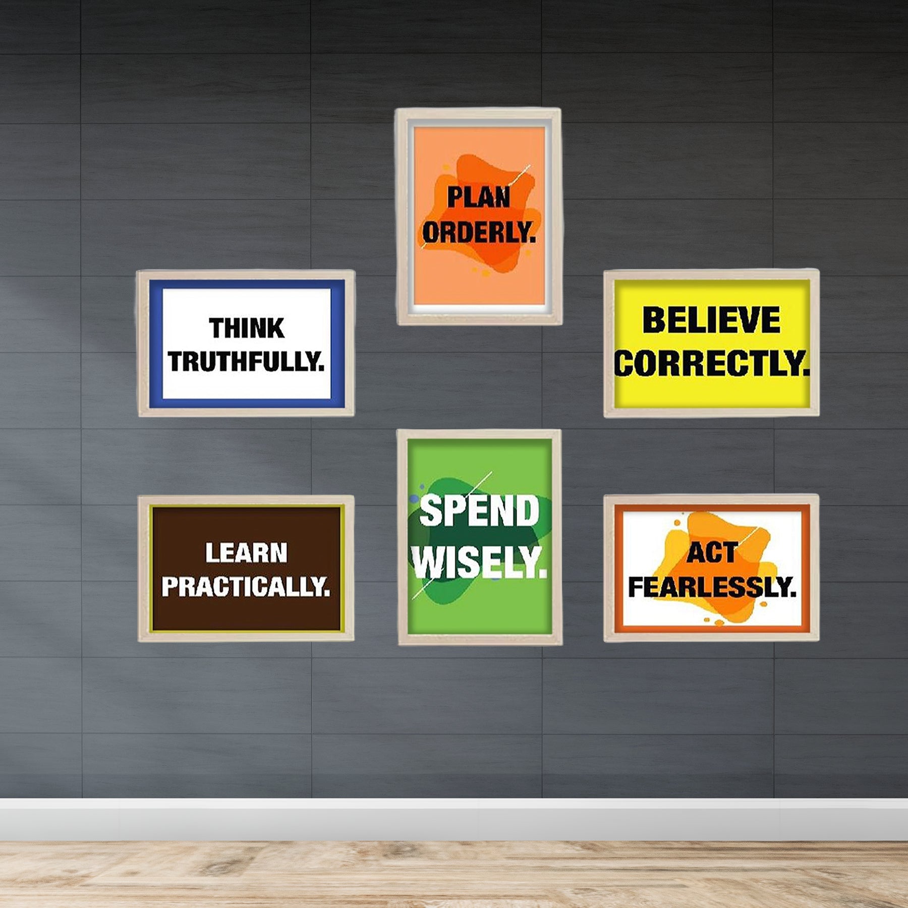 6 Pack Principles Quote Frames set, Typography set