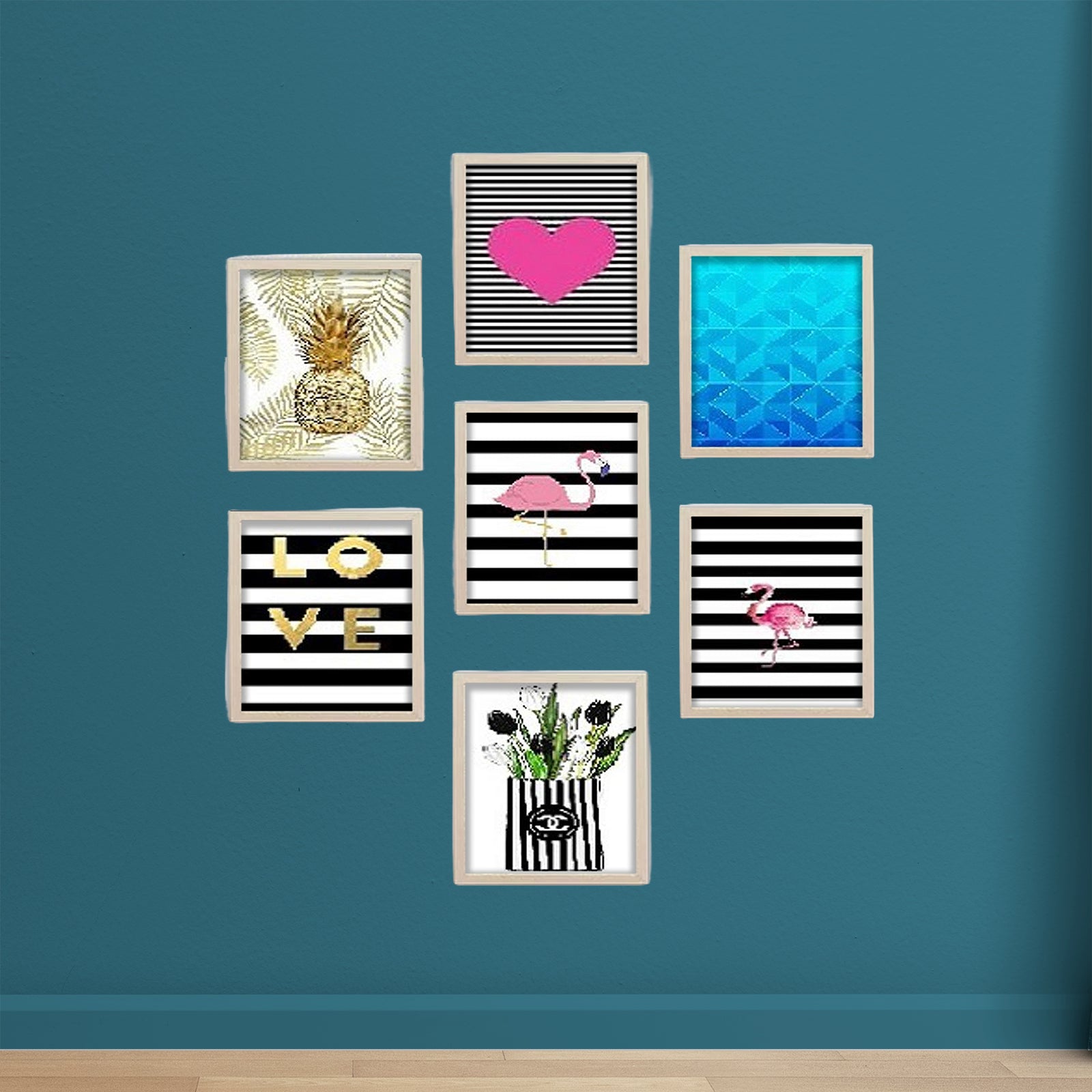 Buy white 6x8&quot; 7 Pcs Girls Room Decor Frame set, Glass front Abstract Wall Picture Frames