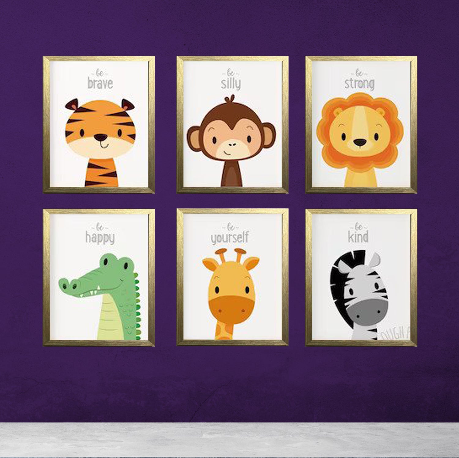 6 pc set Kids Room Decor, Safari nursery, nursery wall art, animal nursery