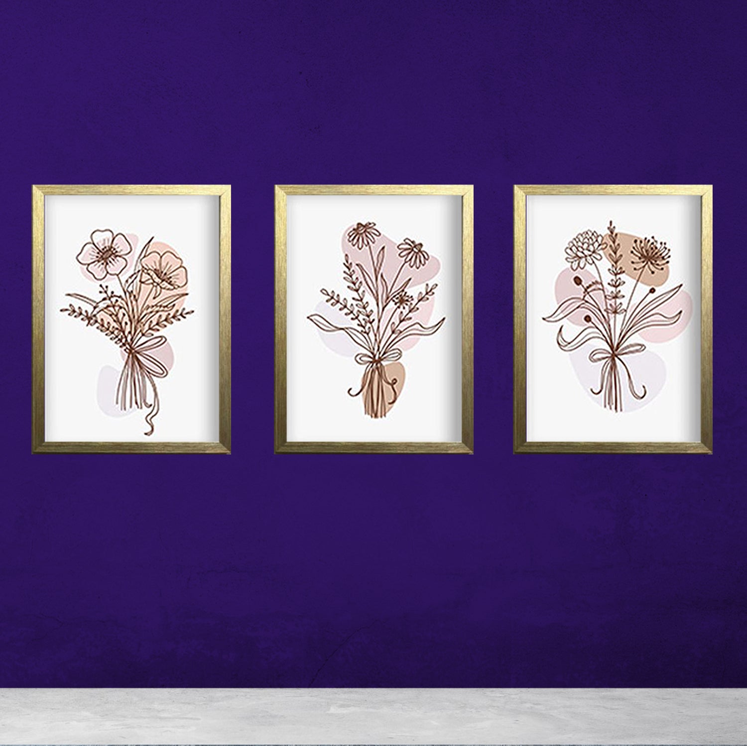 Pcs Of 3 Floral Abstract Art Frame set