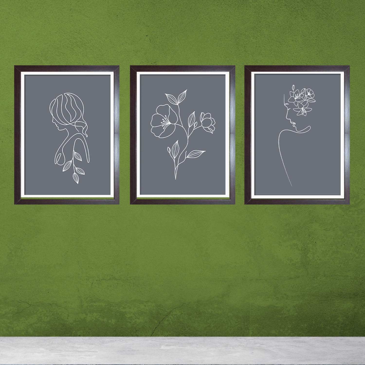 3 Pcs Flower Lady Abstract art Frame