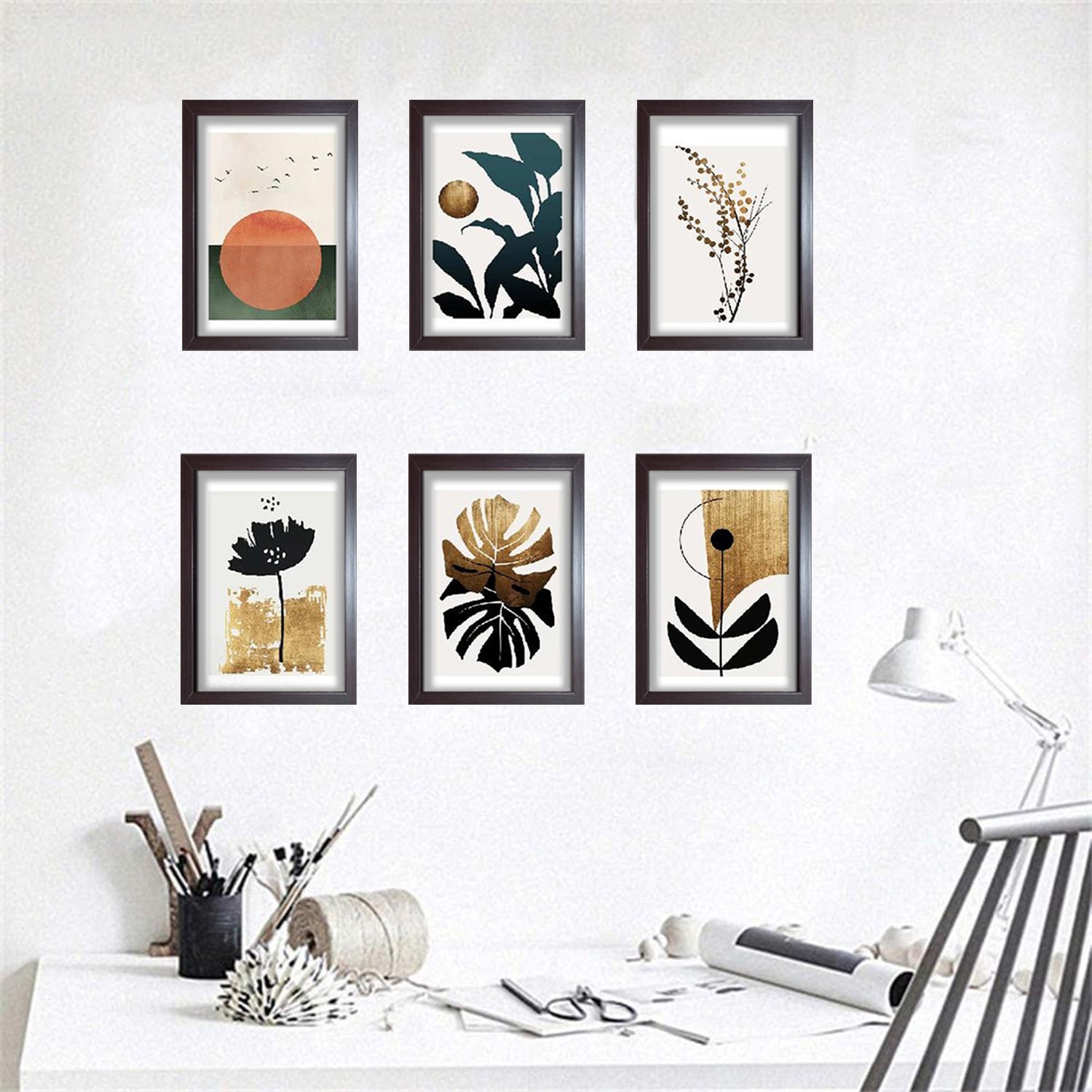 Buy brown 6 PCS Minimalist Modern Abstract Frames