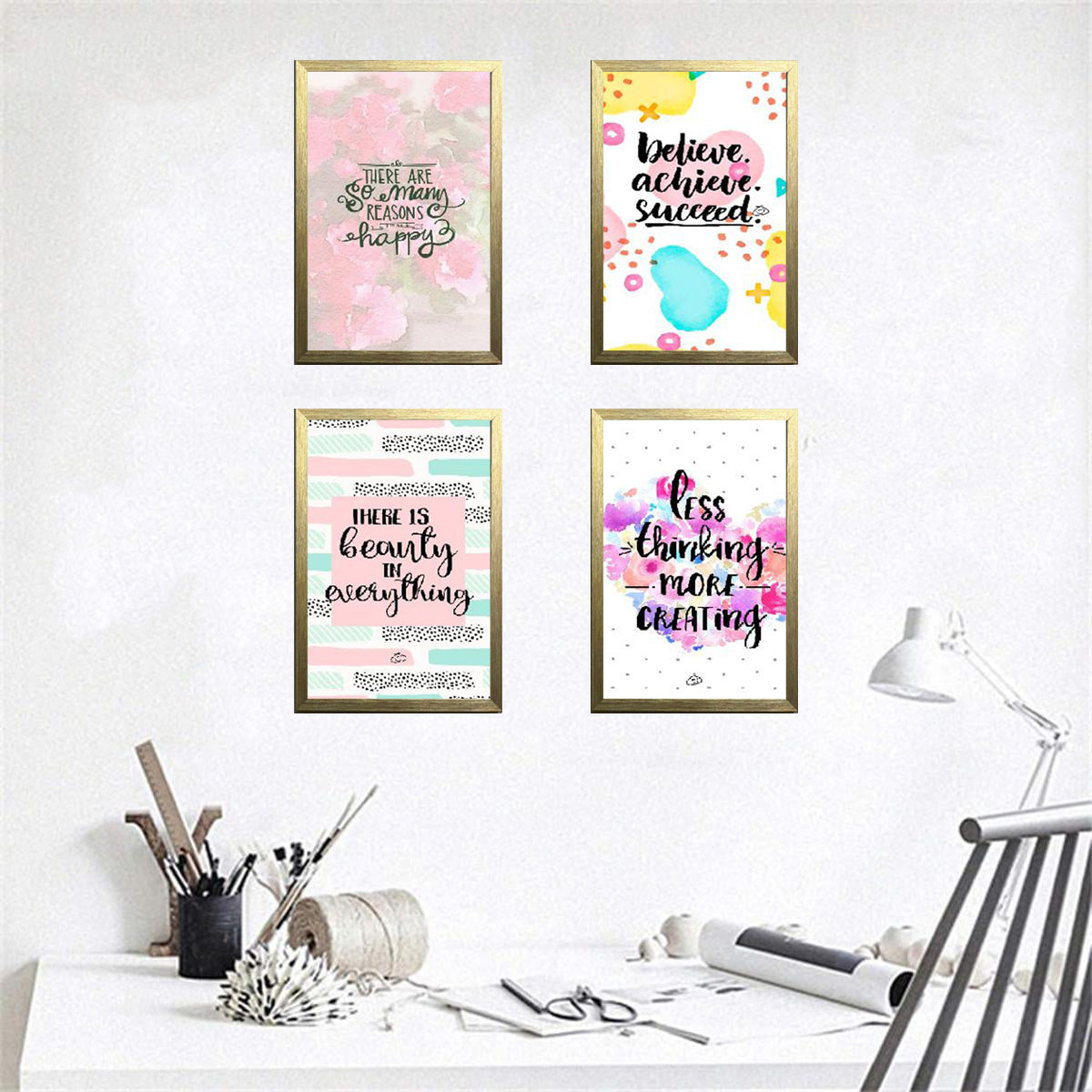 Buy golden Set of 4 Inspirational Quotes Frames