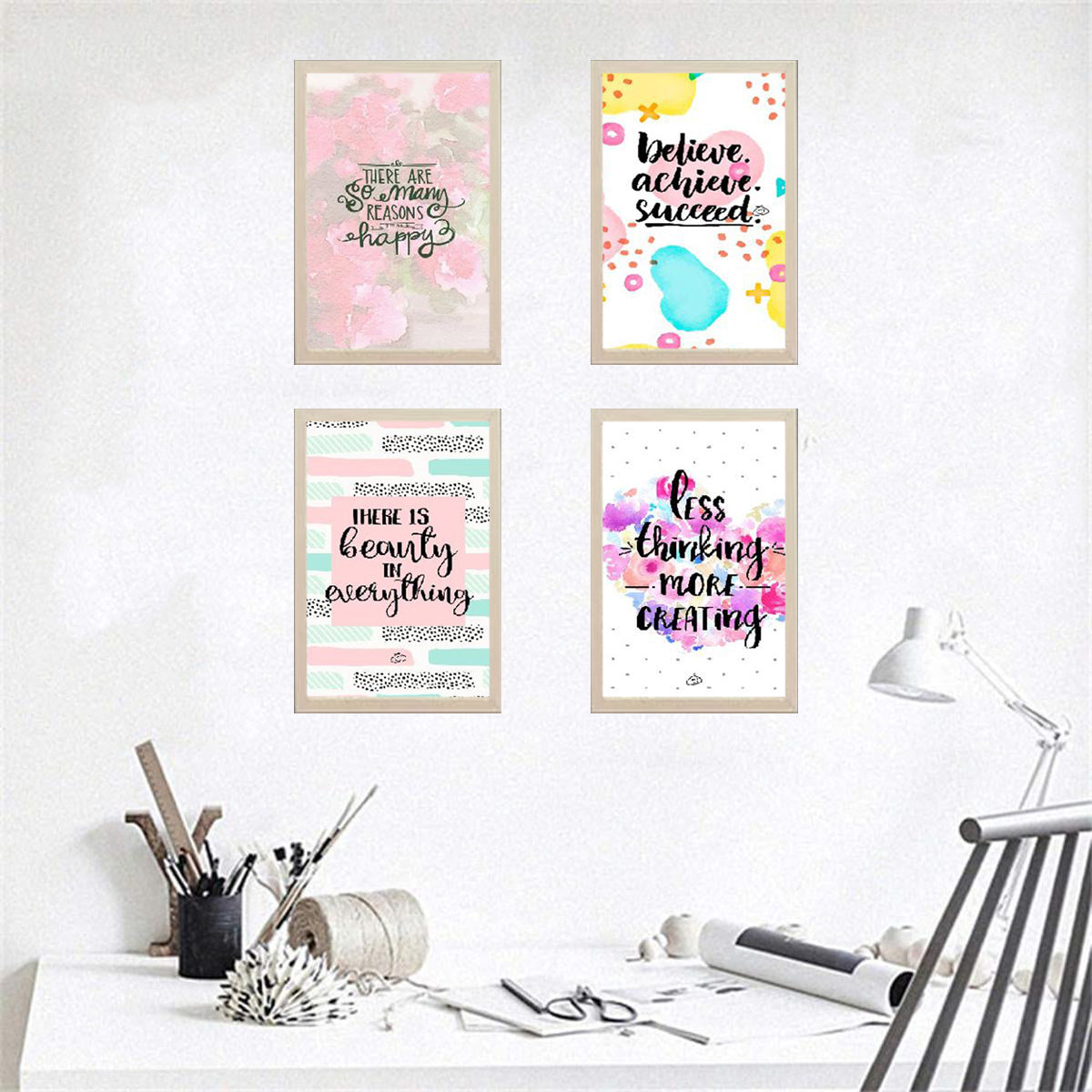 Buy white Set of 4 Inspirational Quotes Frames