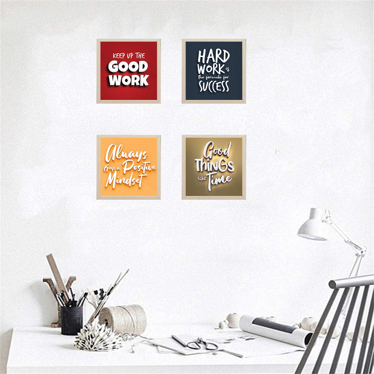 Buy white 4 Pcs Inspirational Quotes Frame For Wall Decor