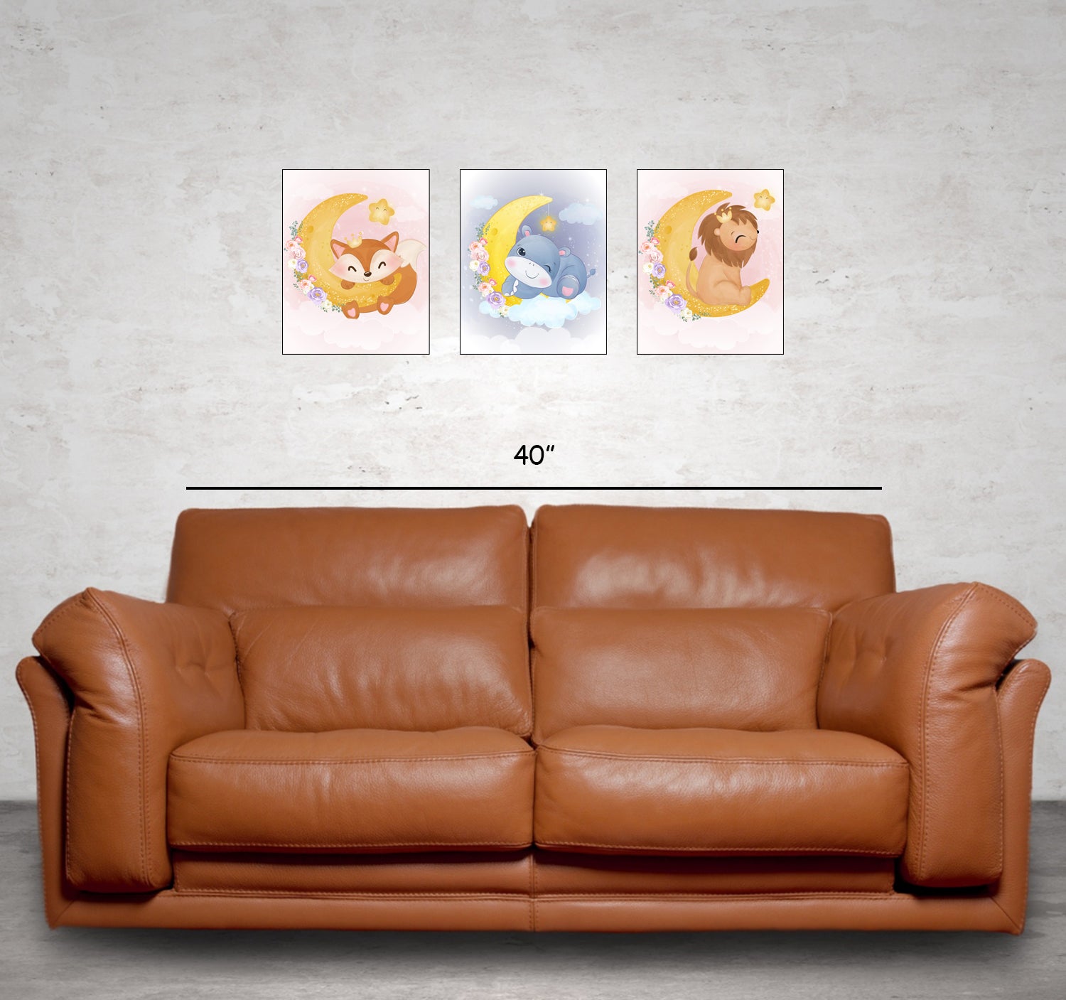 Little Animals for kids on Canvas 3 pcs Traditional Art