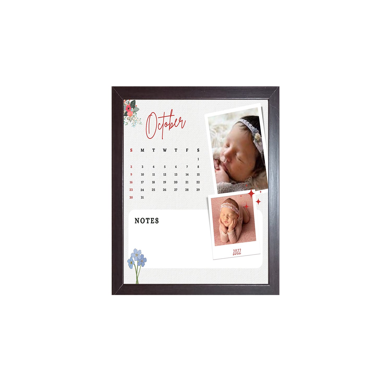 Buy brown Baby Calender Custom Design Photo Frame 1 Pc ( photo and text is Customizable )