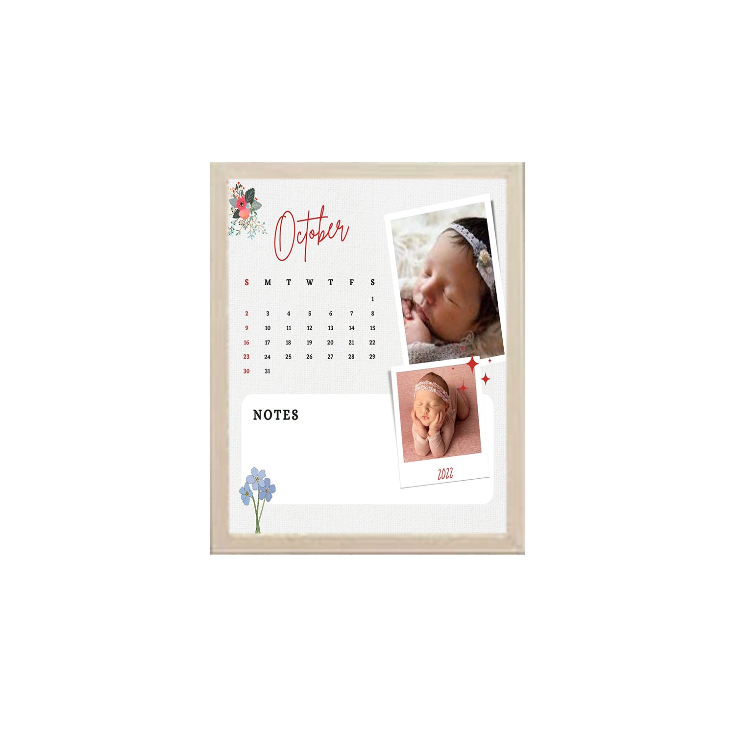 Buy white Baby Calender Custom Design Photo Frame 1 Pc ( photo and text is Customizable )
