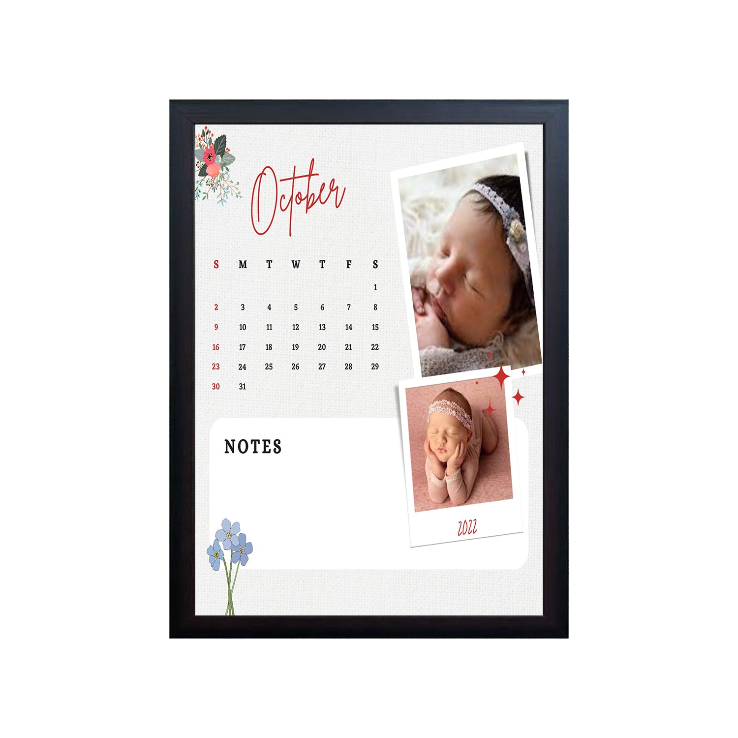 Baby Calender Custom Design Photo Frame 1 Pc ( photo and text is Customizable )