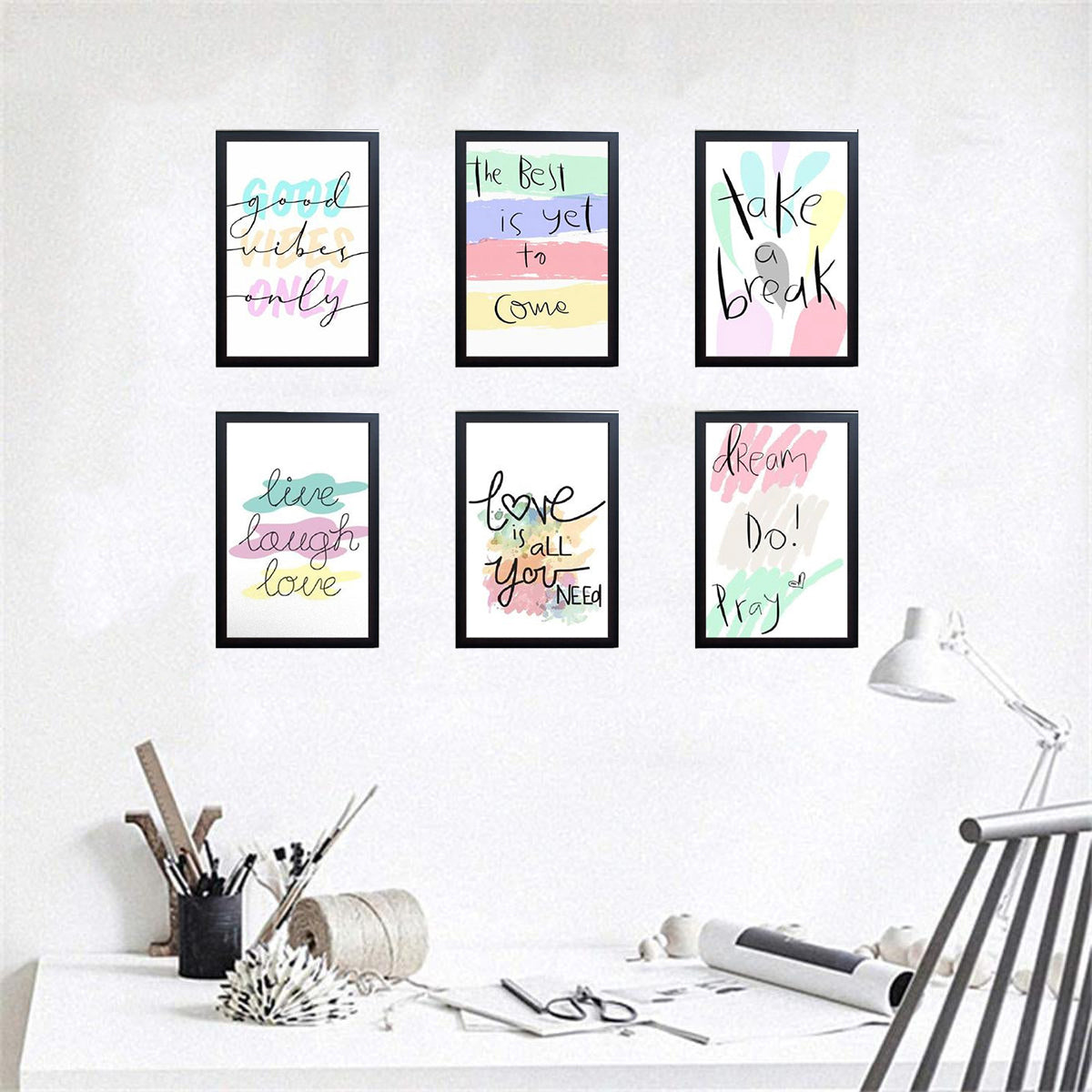 6 Pack Motivational Quotes Wall Decor Frames