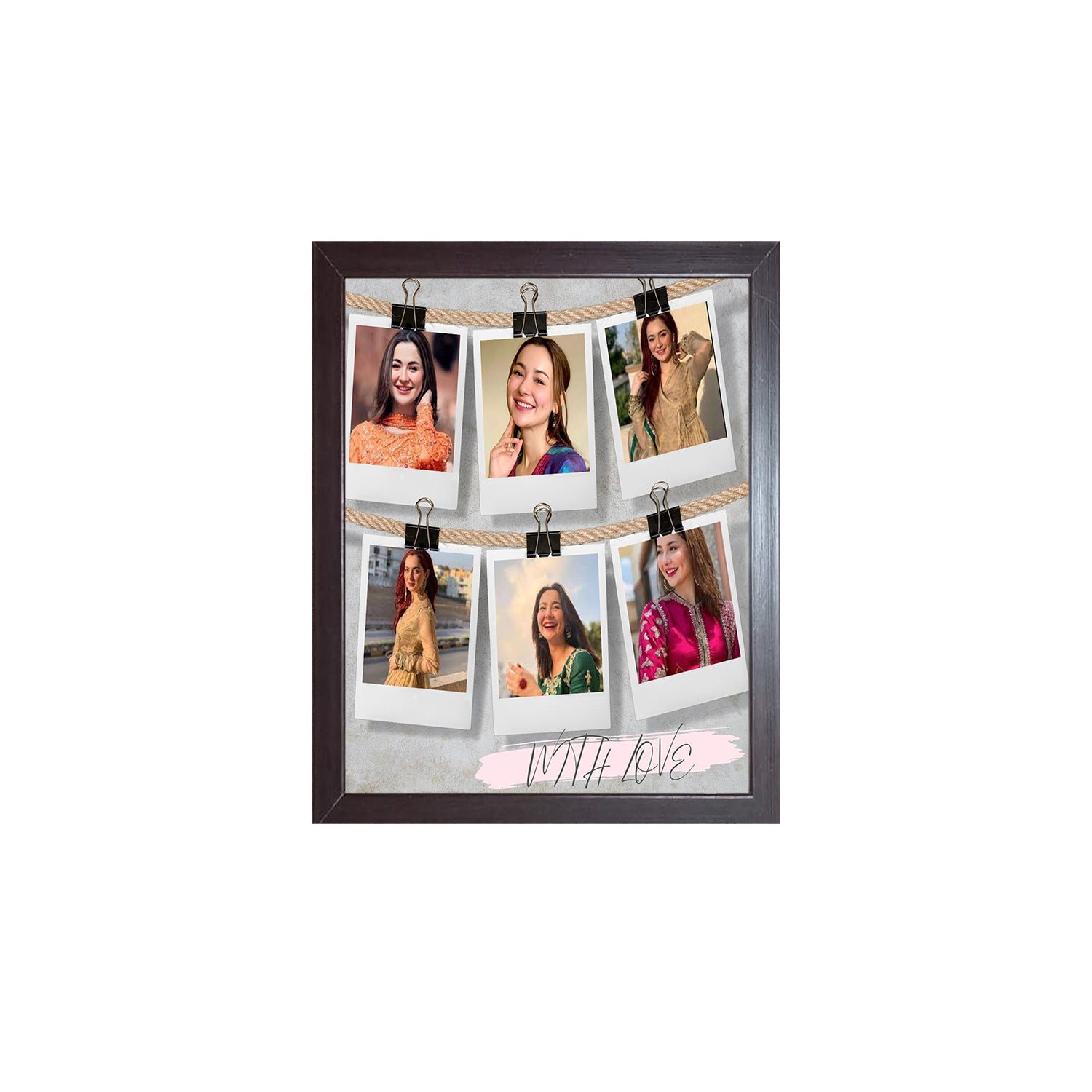 Buy brown 6 Images Custom Design Photo Frame 1 Pc ( photo and text is Customizable )