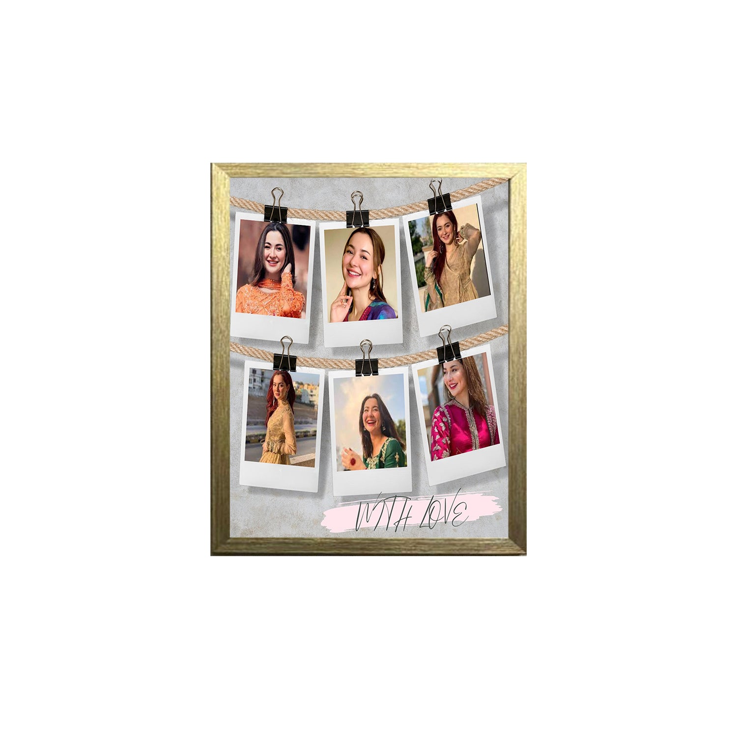 Buy gold 6 Images Custom Design Photo Frame 1 Pc ( photo and text is Customizable )