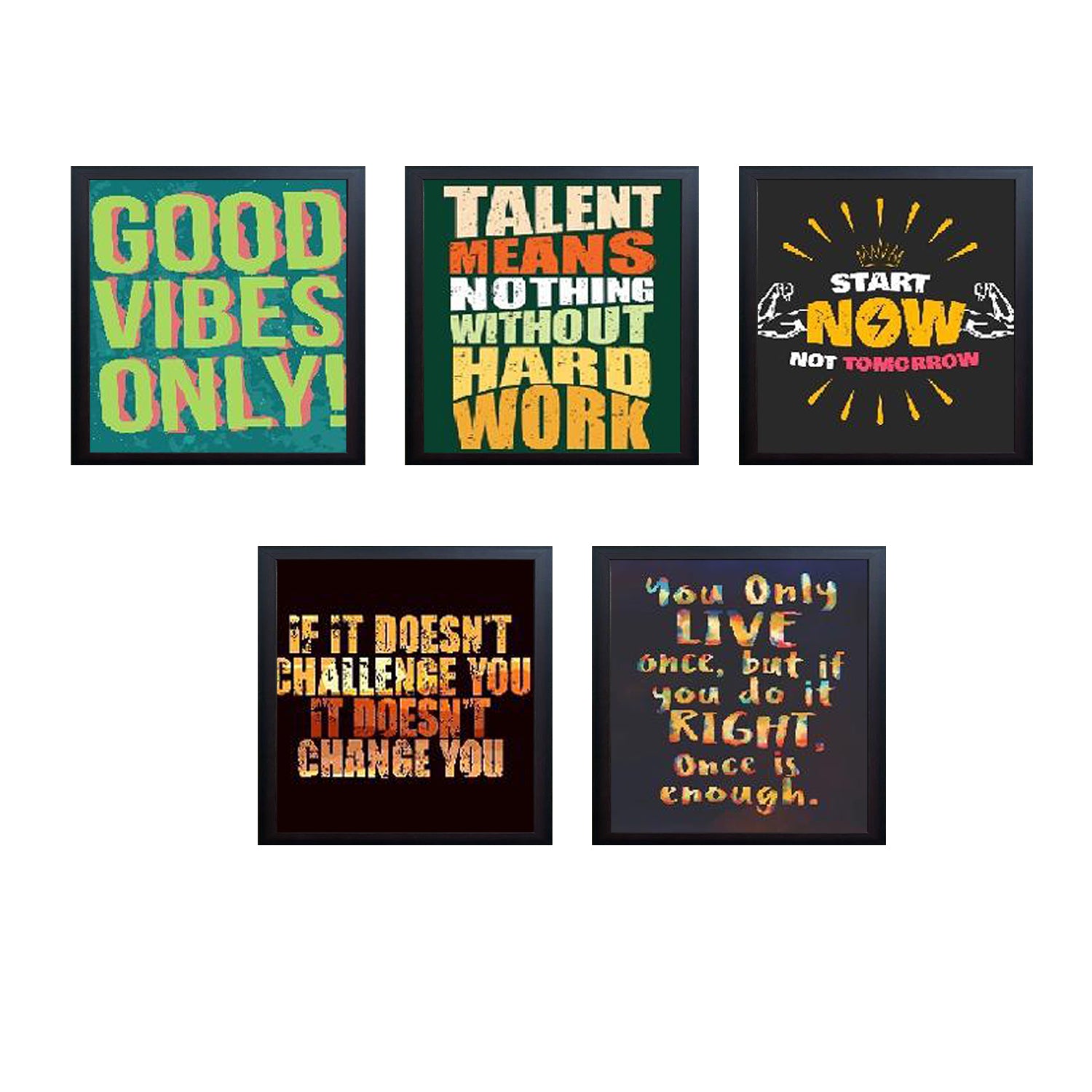 Pack of 5 Inspirational Or Motivation Quotes Wall Hanging Frames