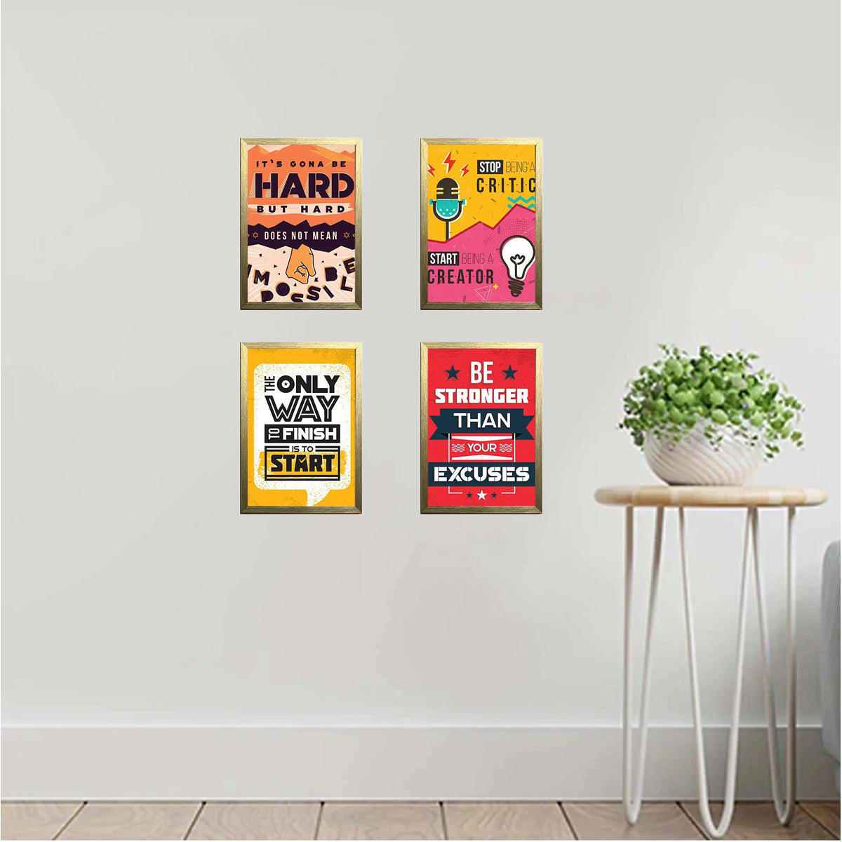 Set of 4 Motivational Quotes Wall Hanging Frames