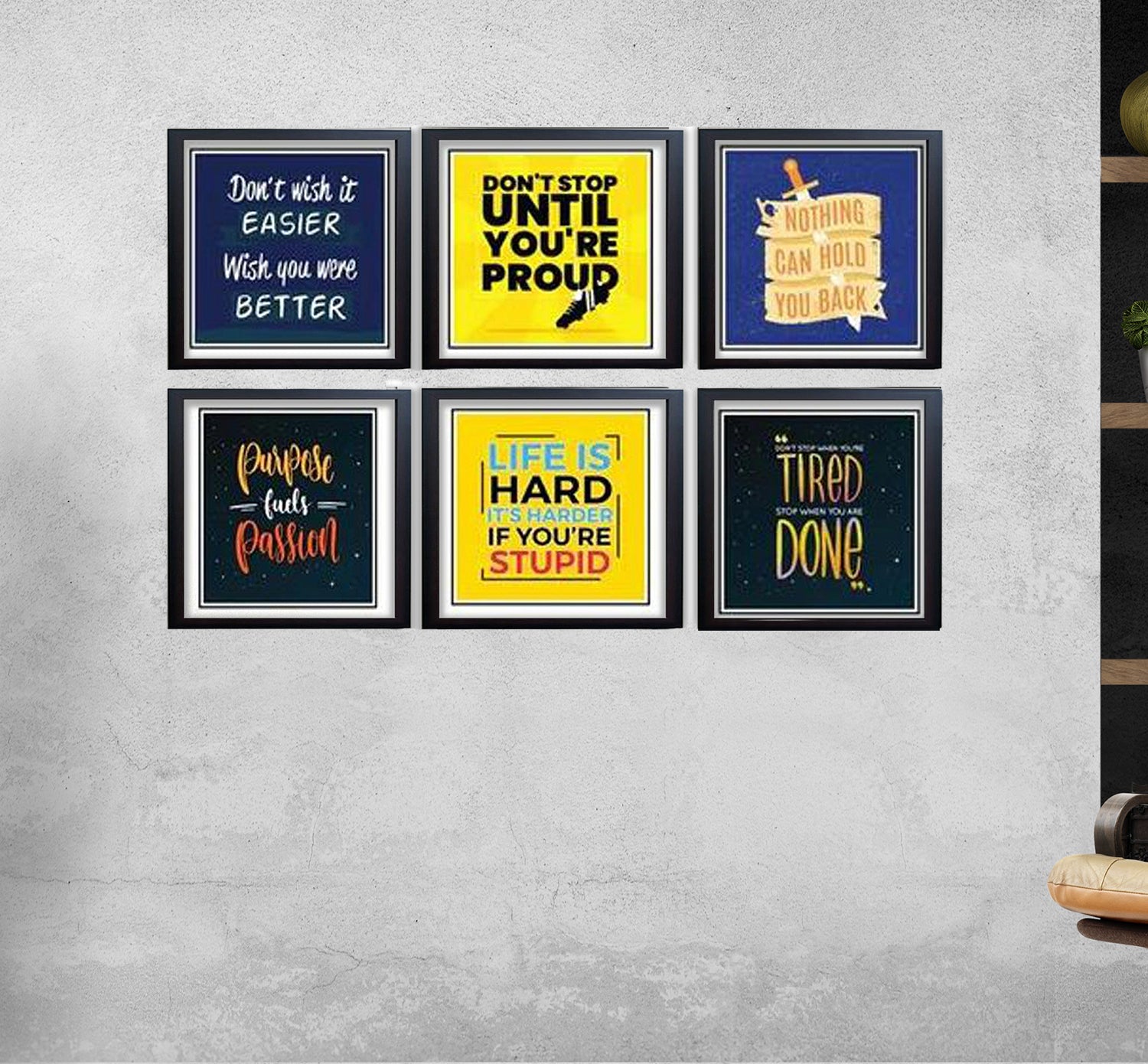 6 Pcs Picture Frames Motivational Quotes Wall frame