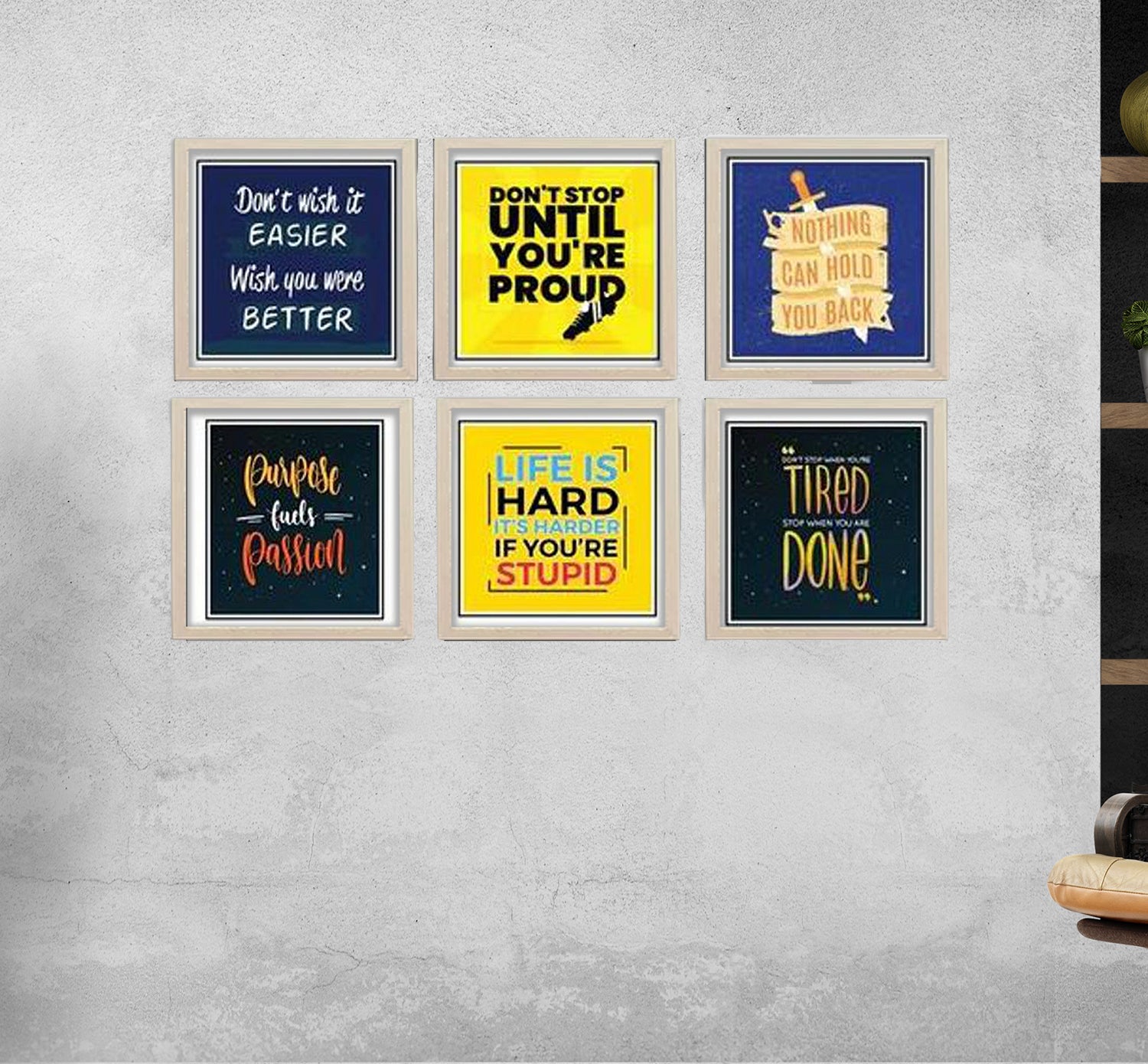 Buy white 6 Pcs Picture Frames Motivational Quotes Wall frame