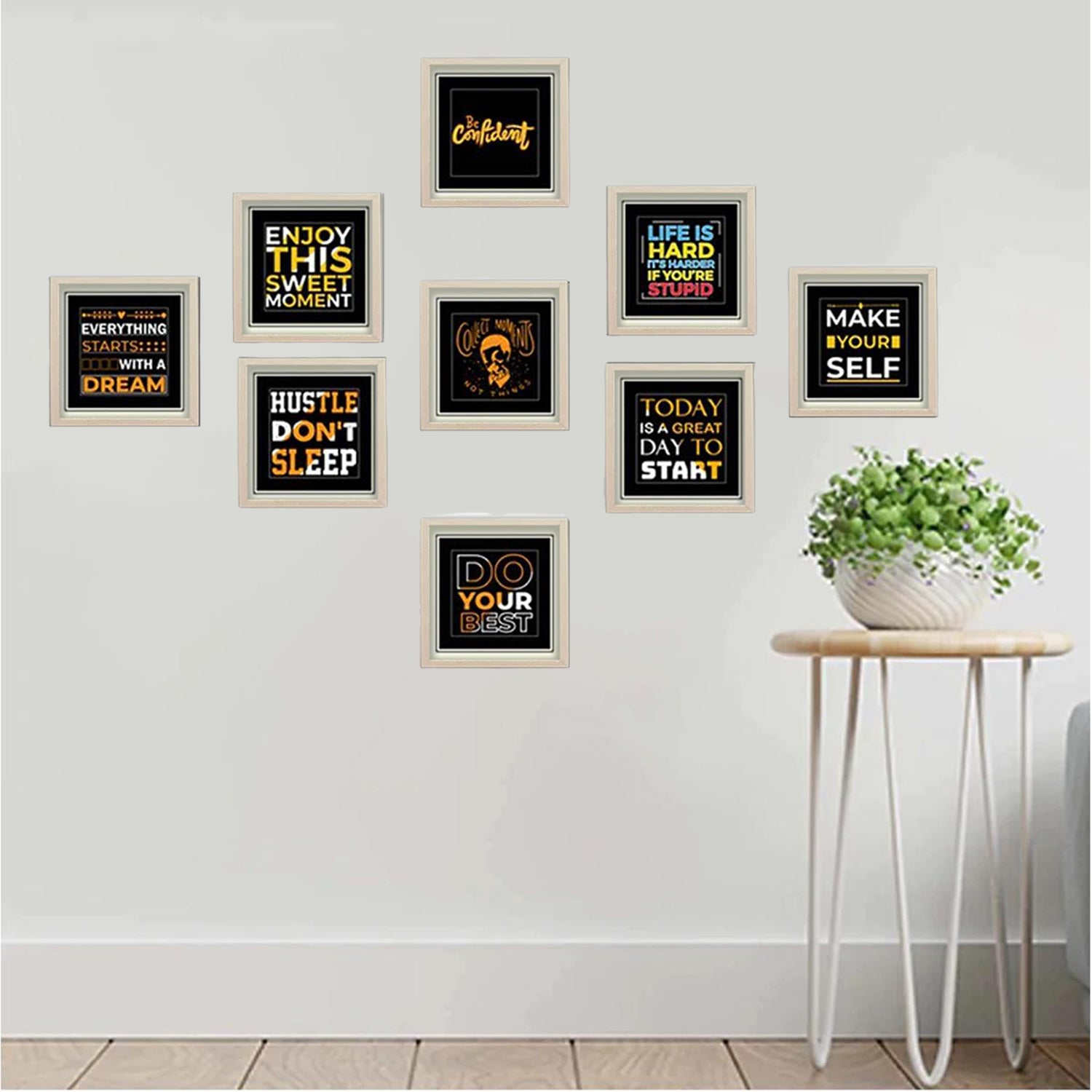 Buy white 9 Pack Picture Frames, Motivational Quote