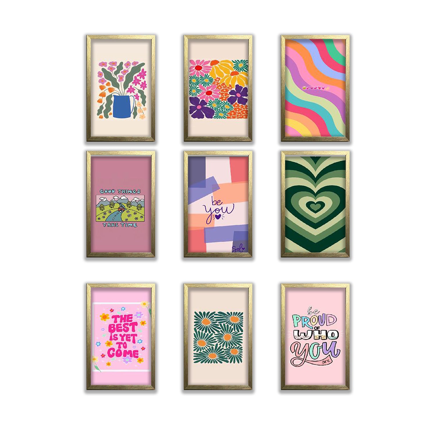 Pack of 9 Aesthetics Frame set Abstract Set