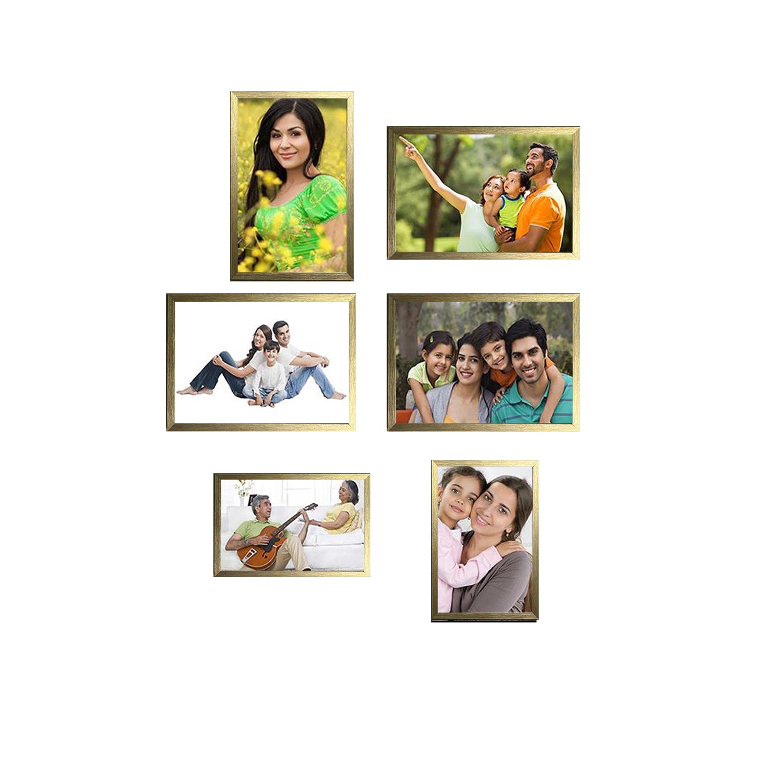 Buy golden Photo Frames Collage 6 Pcs for Home Decor (5x7&quot; - 3pc, 4x6&quot; - 3pc)