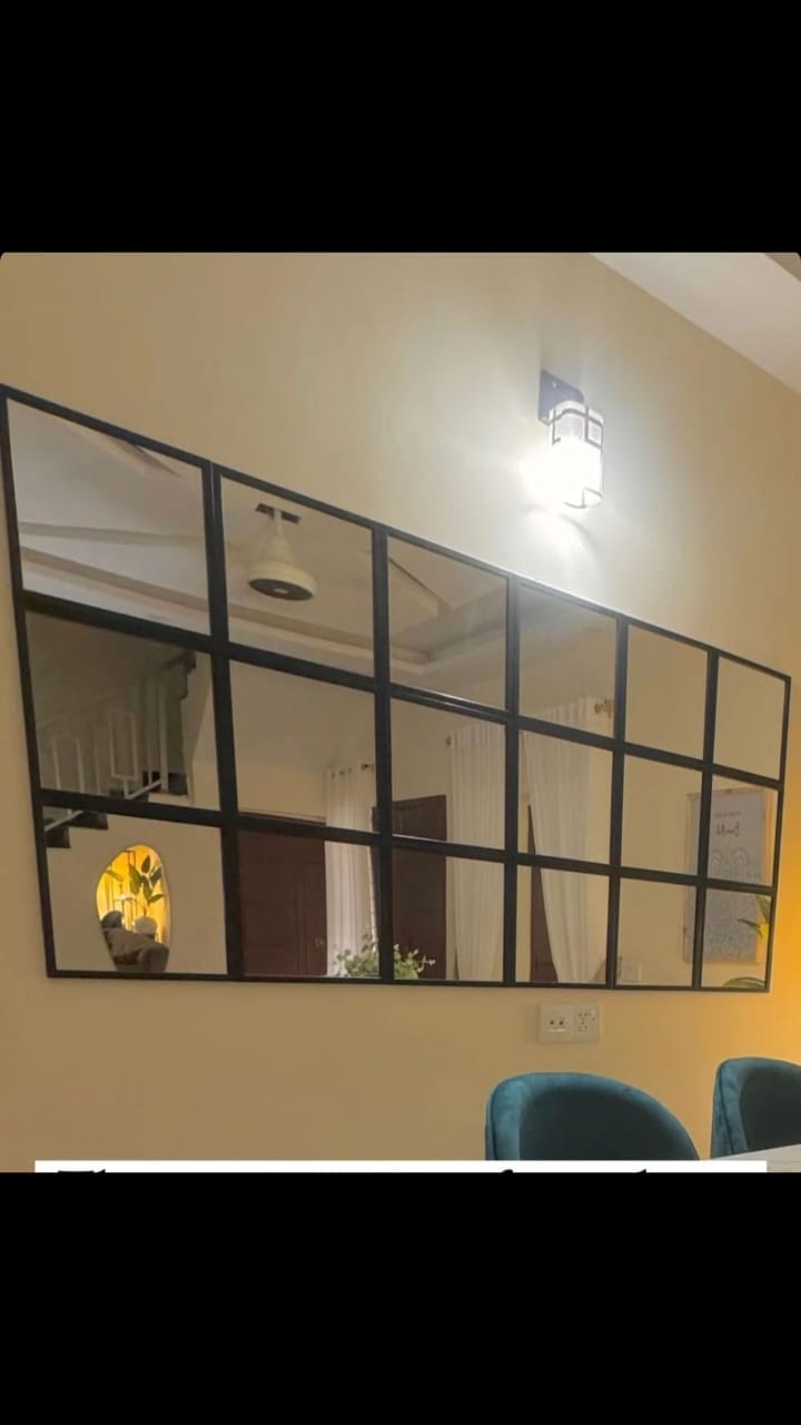 Grid Mirror for Home Decor, PVC Border Mirror frames , DIY Hanging Mirror - 0