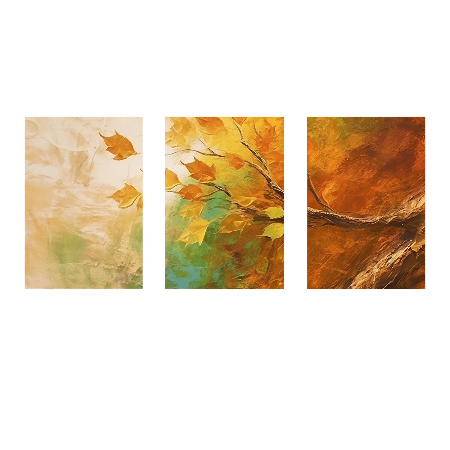Gorgeous Falling Leaves Set of 3 pc on Canvas Traditional Art