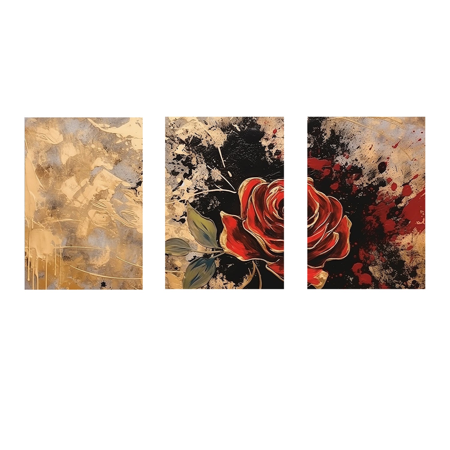 Set of 3 Gorgeous Rose Design on Canvas