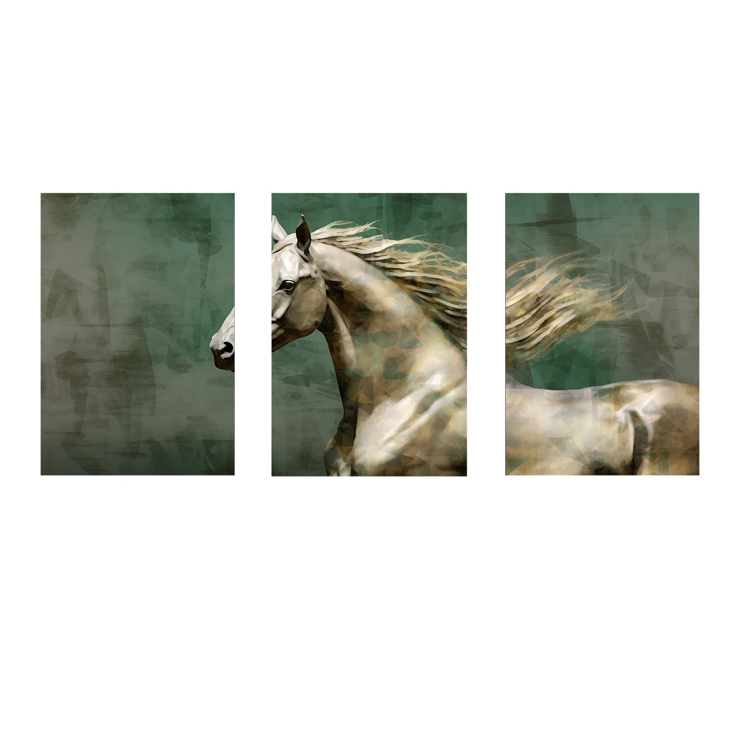 Majestic Running Horse on Canvas 3 pcs Traditional Art