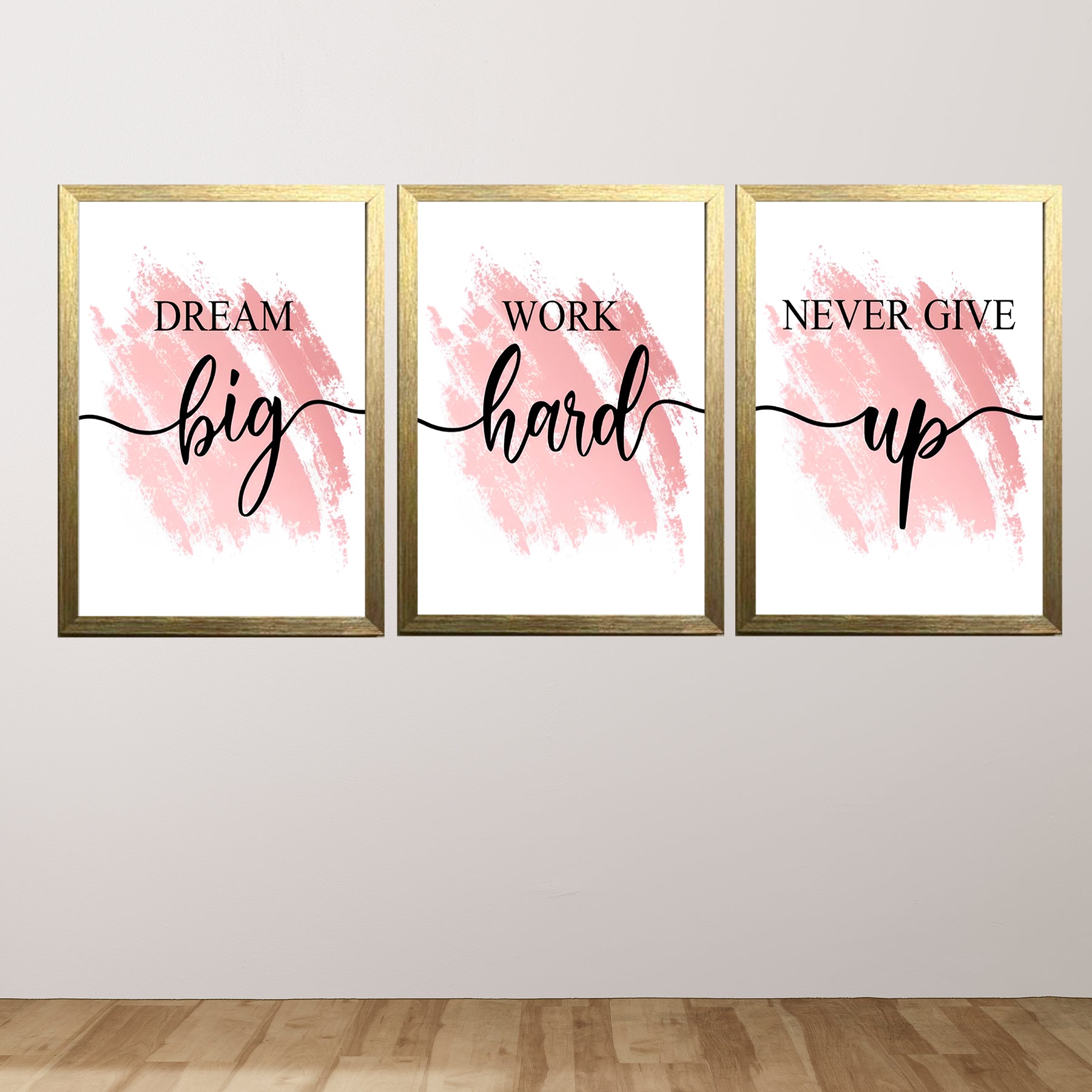 Buy golden Motivational Quotes About Success For House &amp; Office Decor Set of 3 Frames