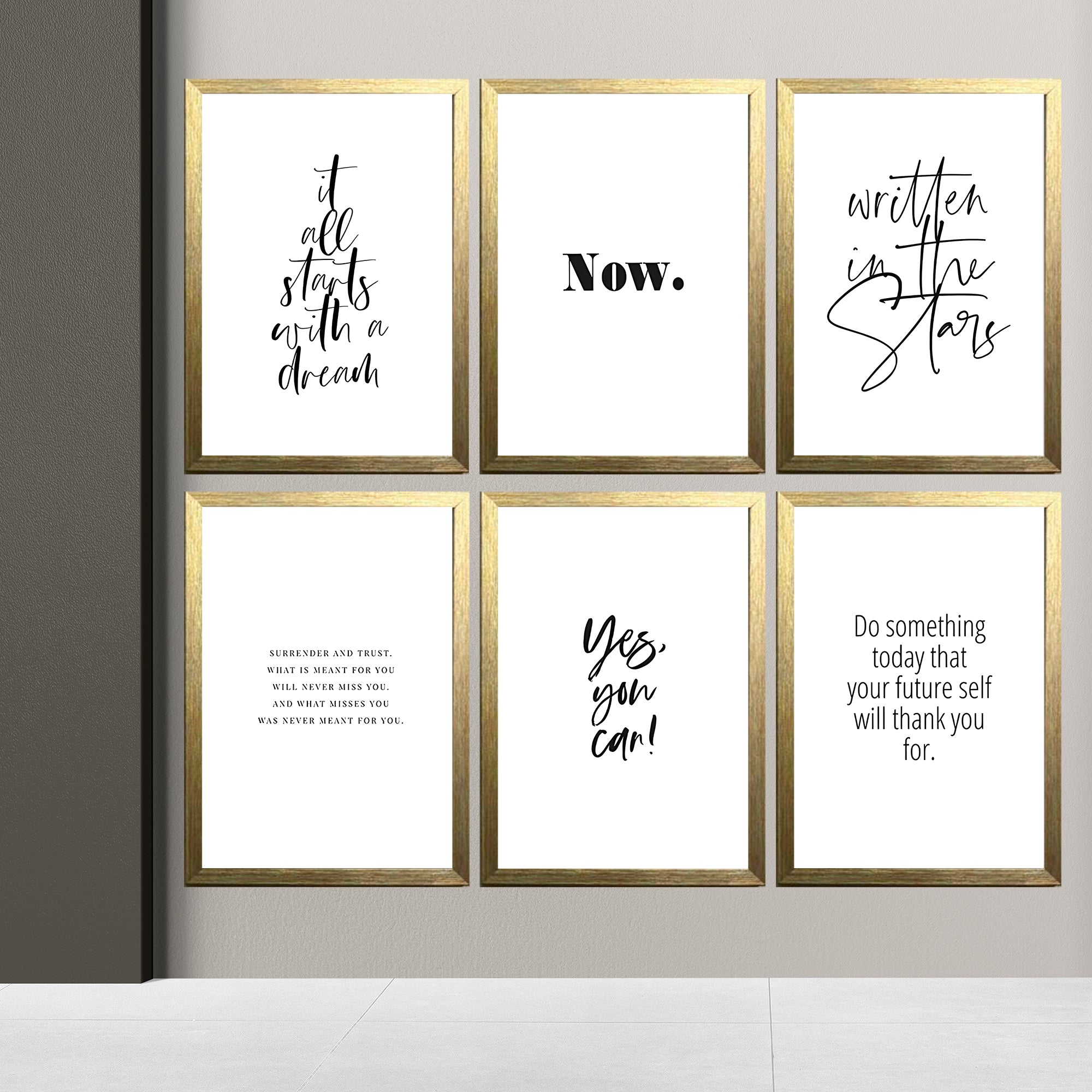 Buy gold Business / Work Motivation Qoutes For Home And Offices Set of 6