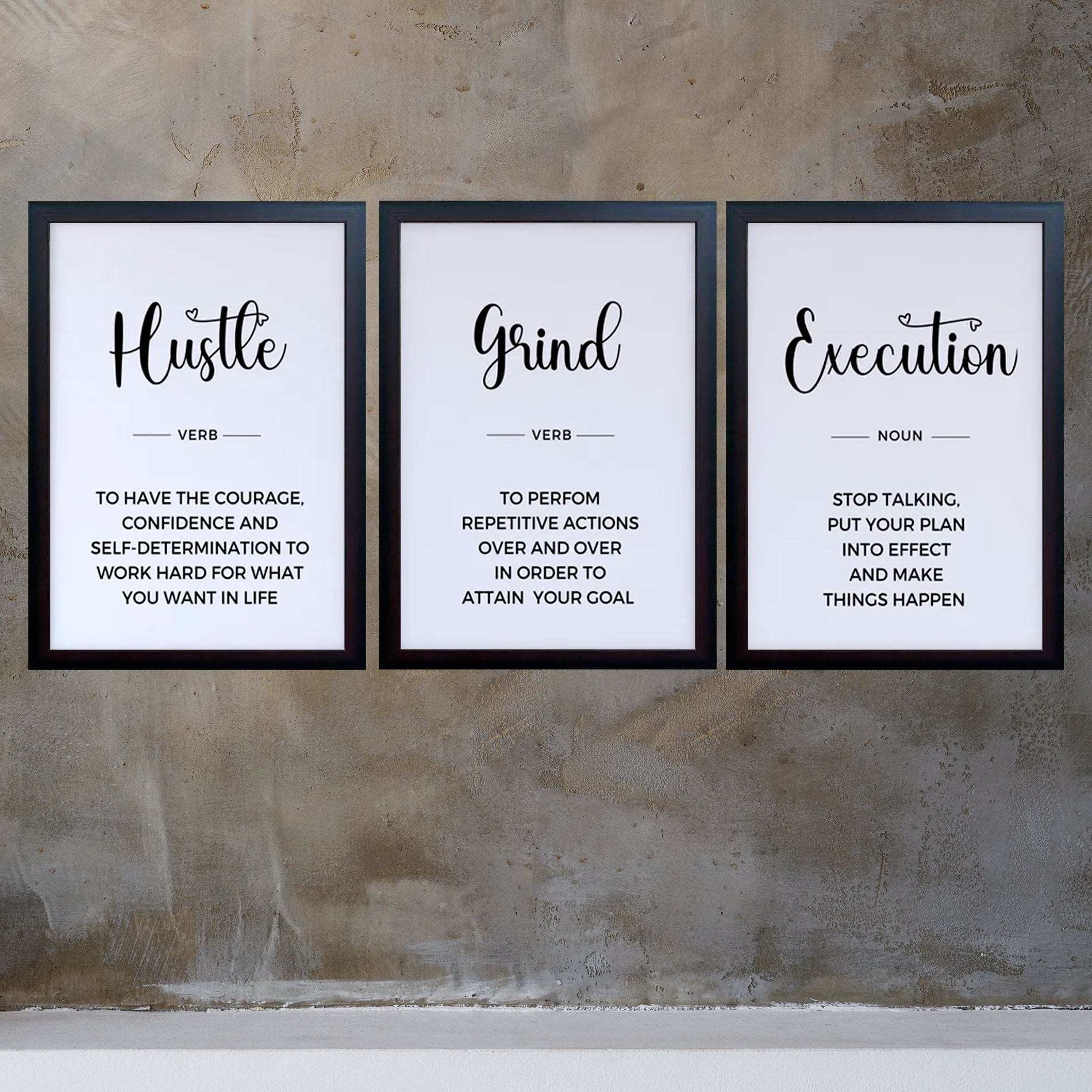 Motivational Quotes WIth Meaning Set of 3 Frames