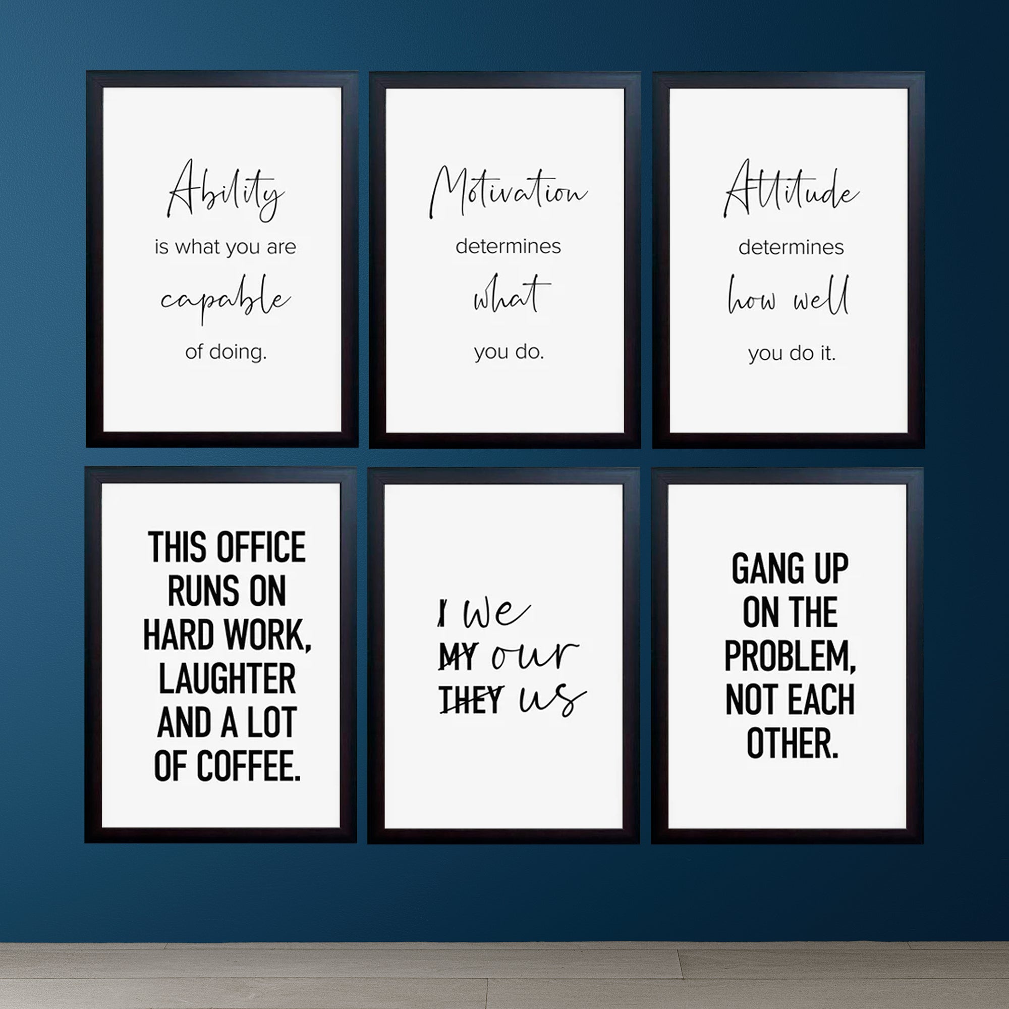 Team Work Motivational Qoutes For Office / Companies Set of 6 frames