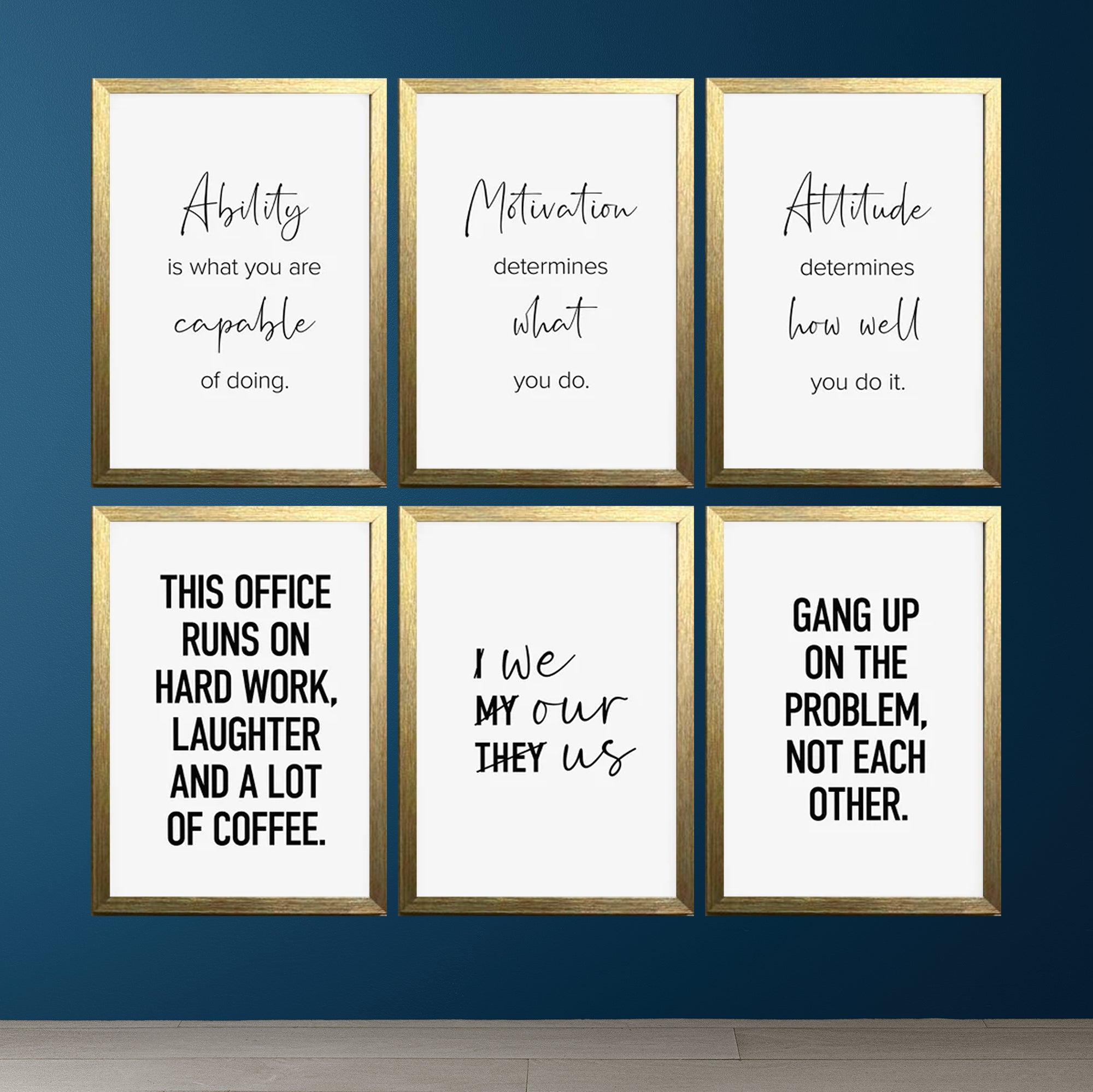 Buy gold Team Work Motivational Qoutes For Office / Companies Set of 6 frames