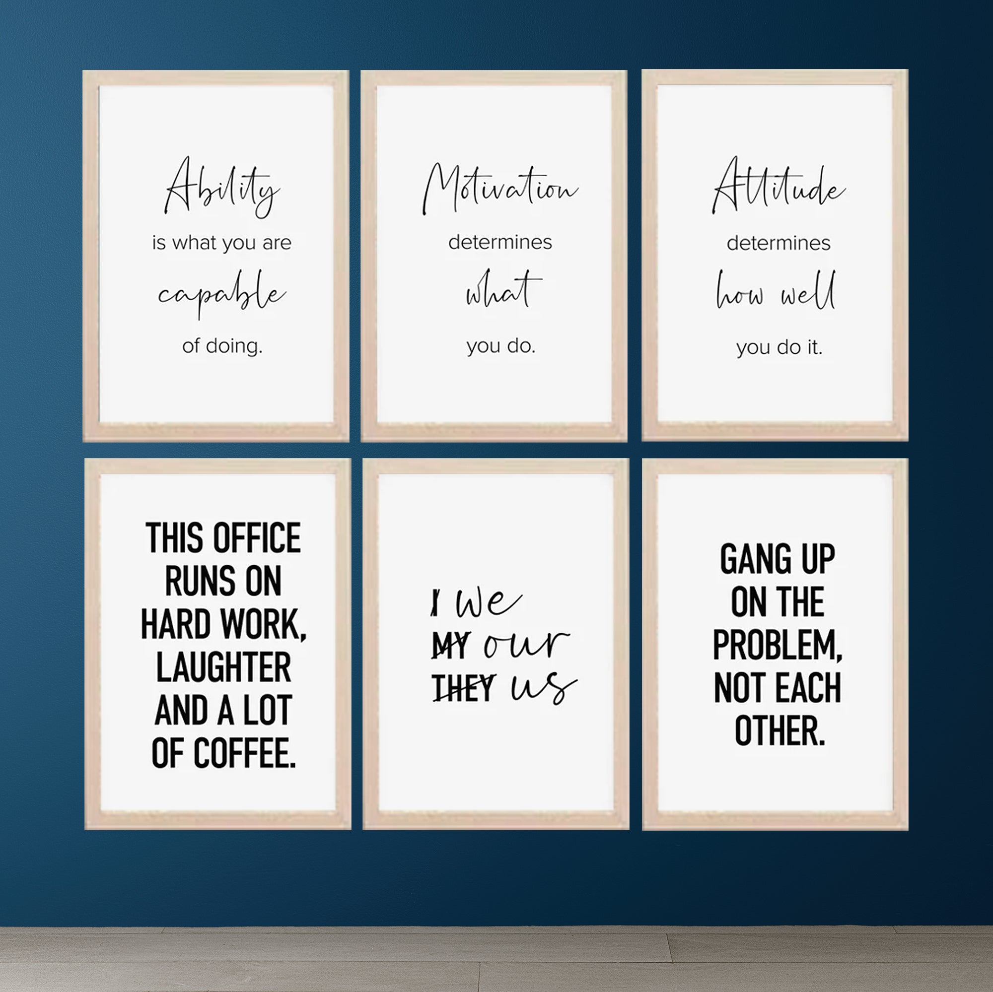 Buy white Team Work Motivational Qoutes For Office / Companies Set of 6 frames