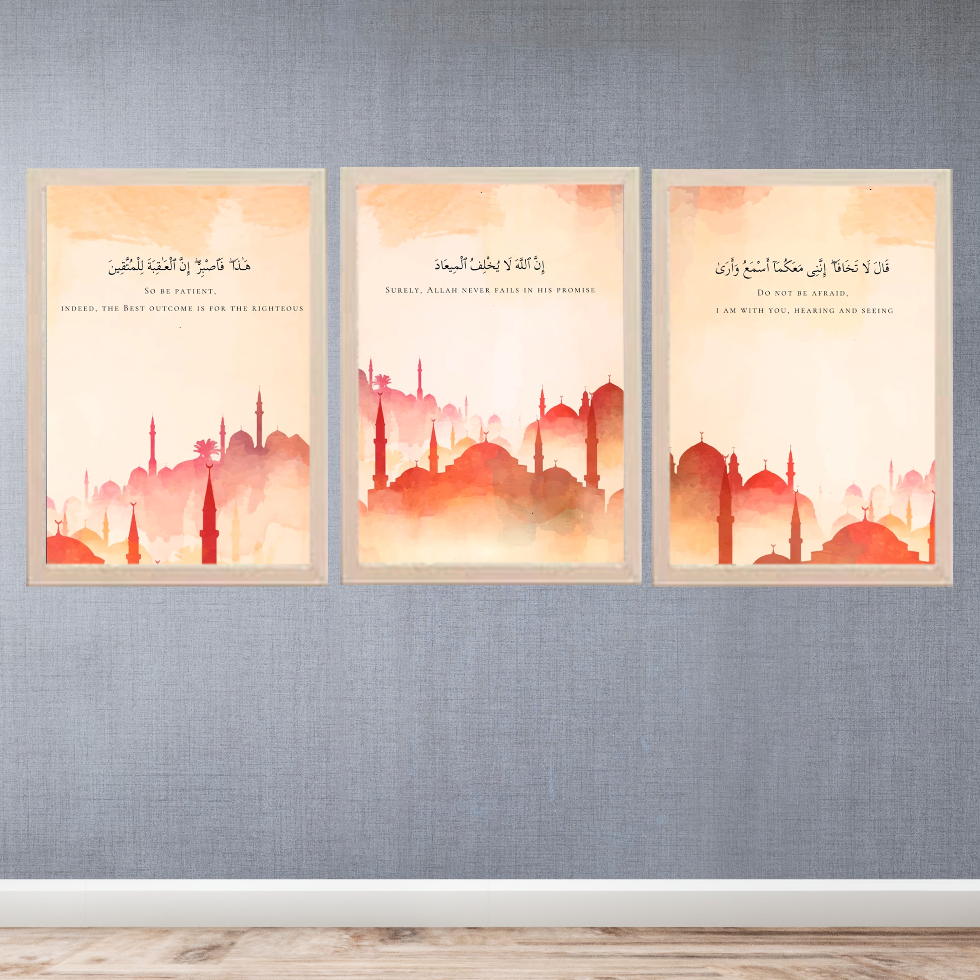 Buy white Islamic Frames For Home And Offices Set of 3