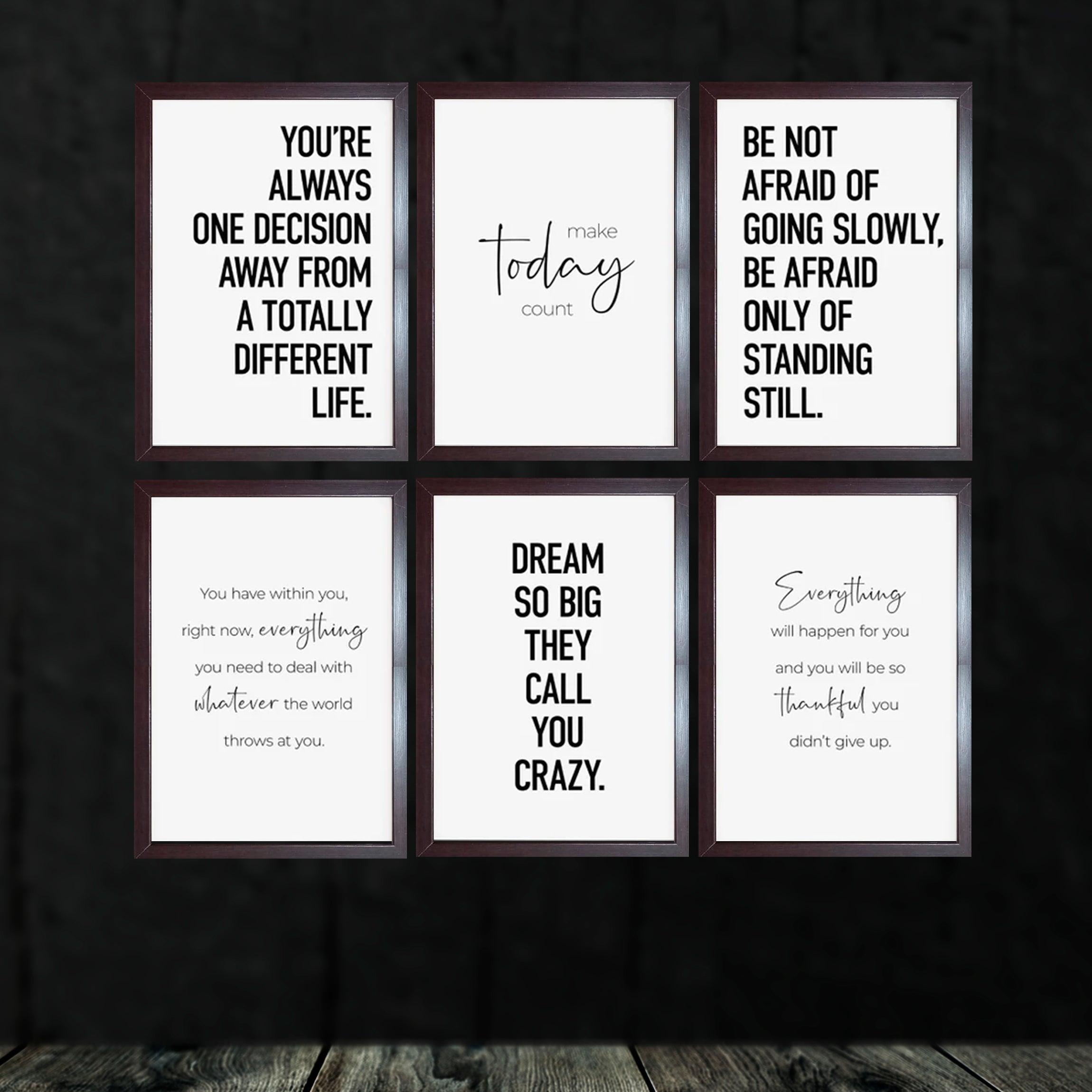 Work Motivational Qoutes For Office / Companies Set of 6 frames - 0