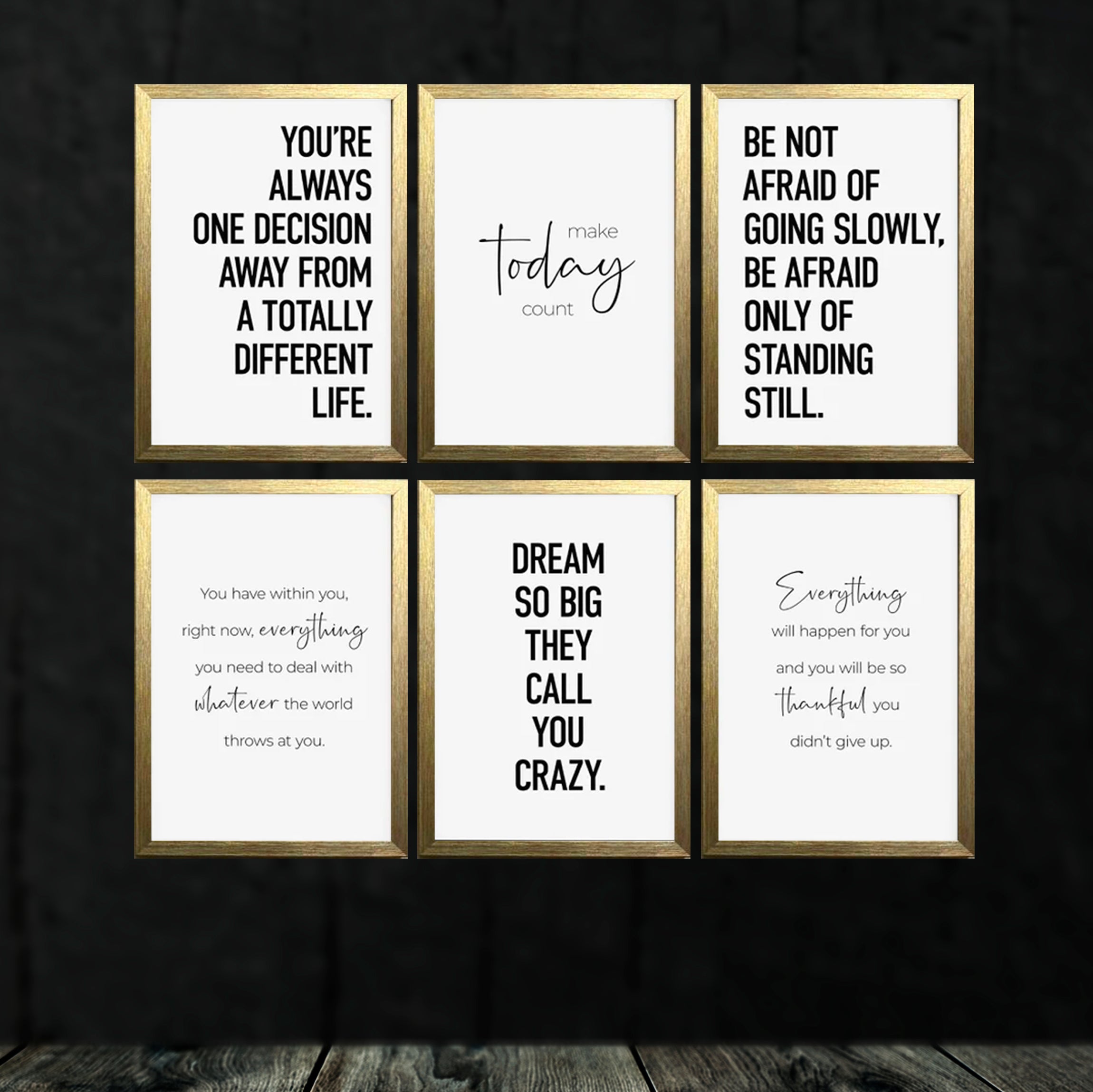 Buy gold Work Motivational Qoutes For Office / Companies Set of 6 frames