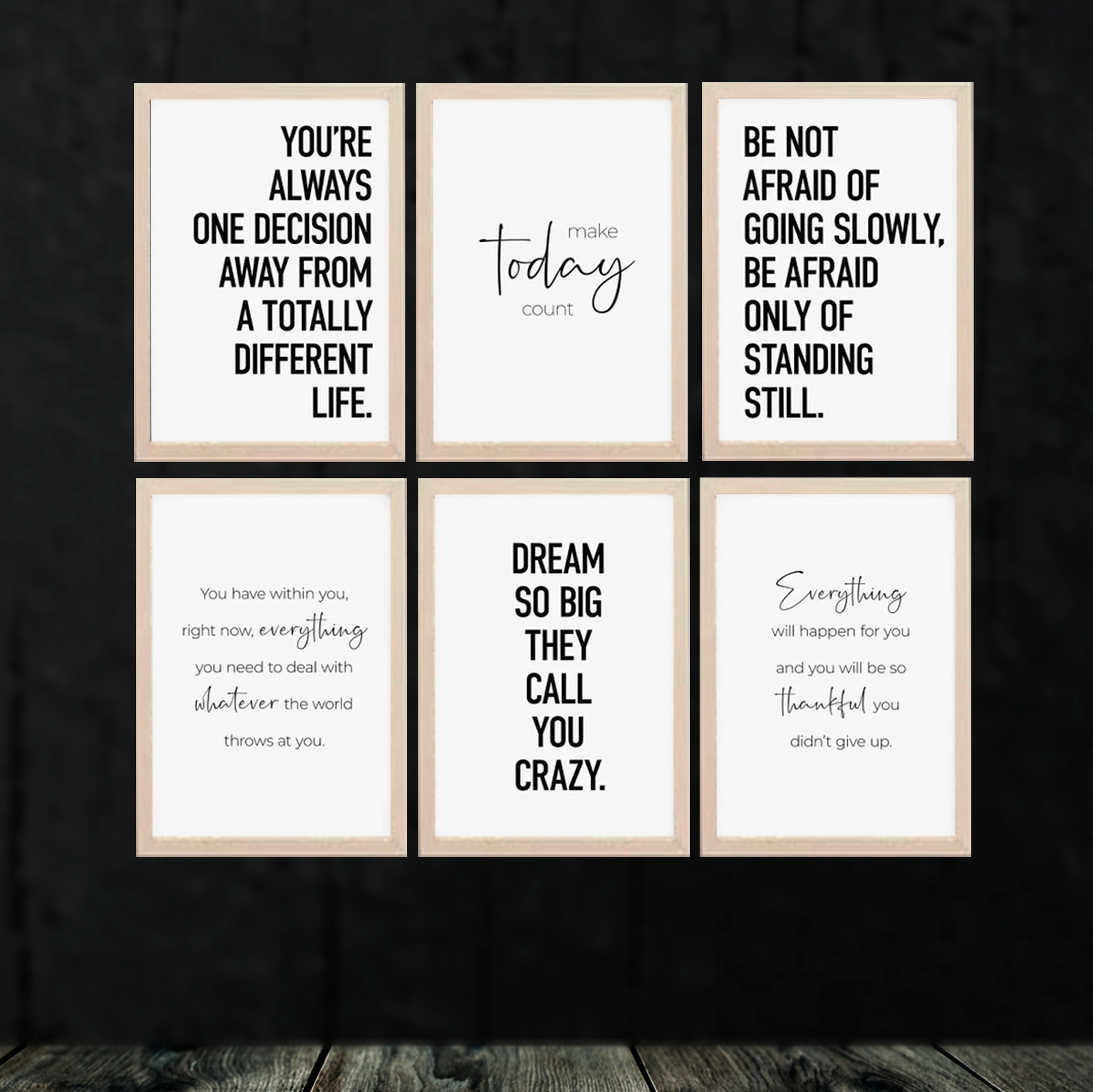 Buy white Work Motivational Qoutes For Office / Companies Set of 6 frames