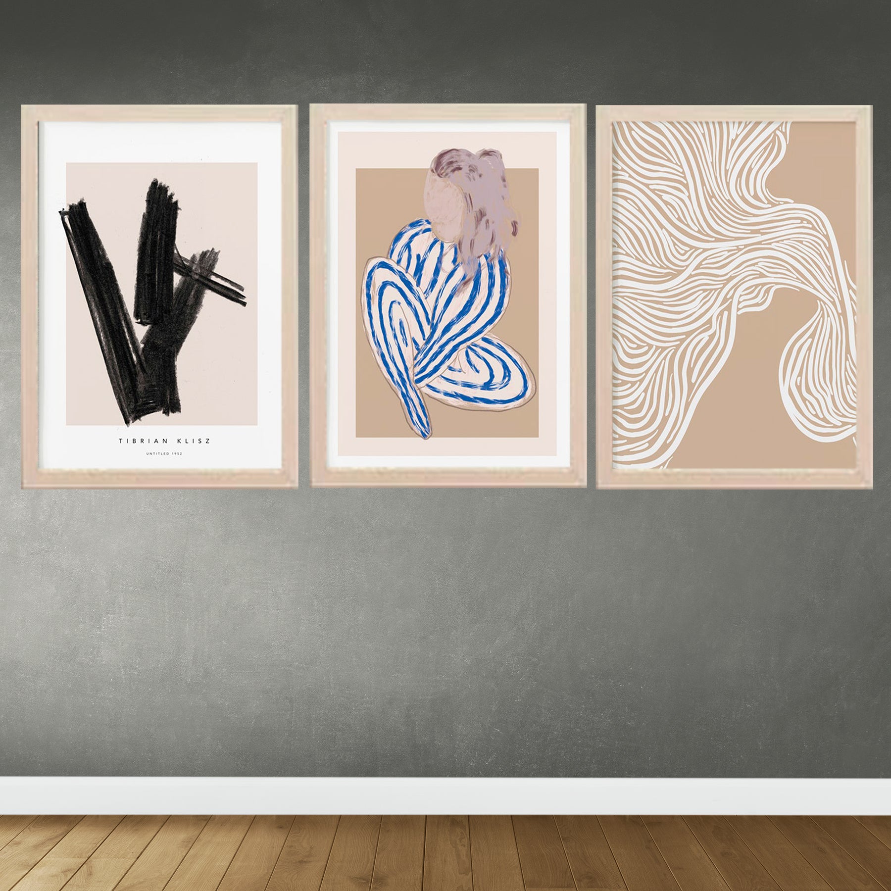 Buy white Beautiful Abstract Art Frames Home And Offices Set of 3