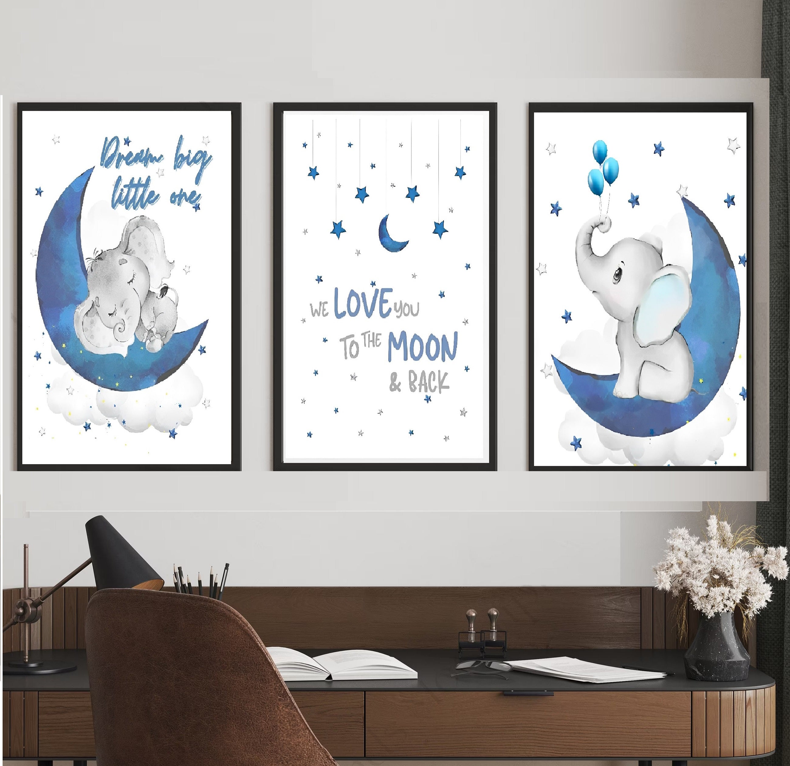 3 Pc Kids Room Frame set, Nursery, Newborn Room Decor Picture Frames