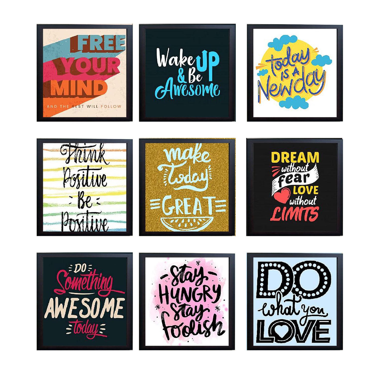 9 Pack Picture Frames, Motivational Quote for Wall Mount